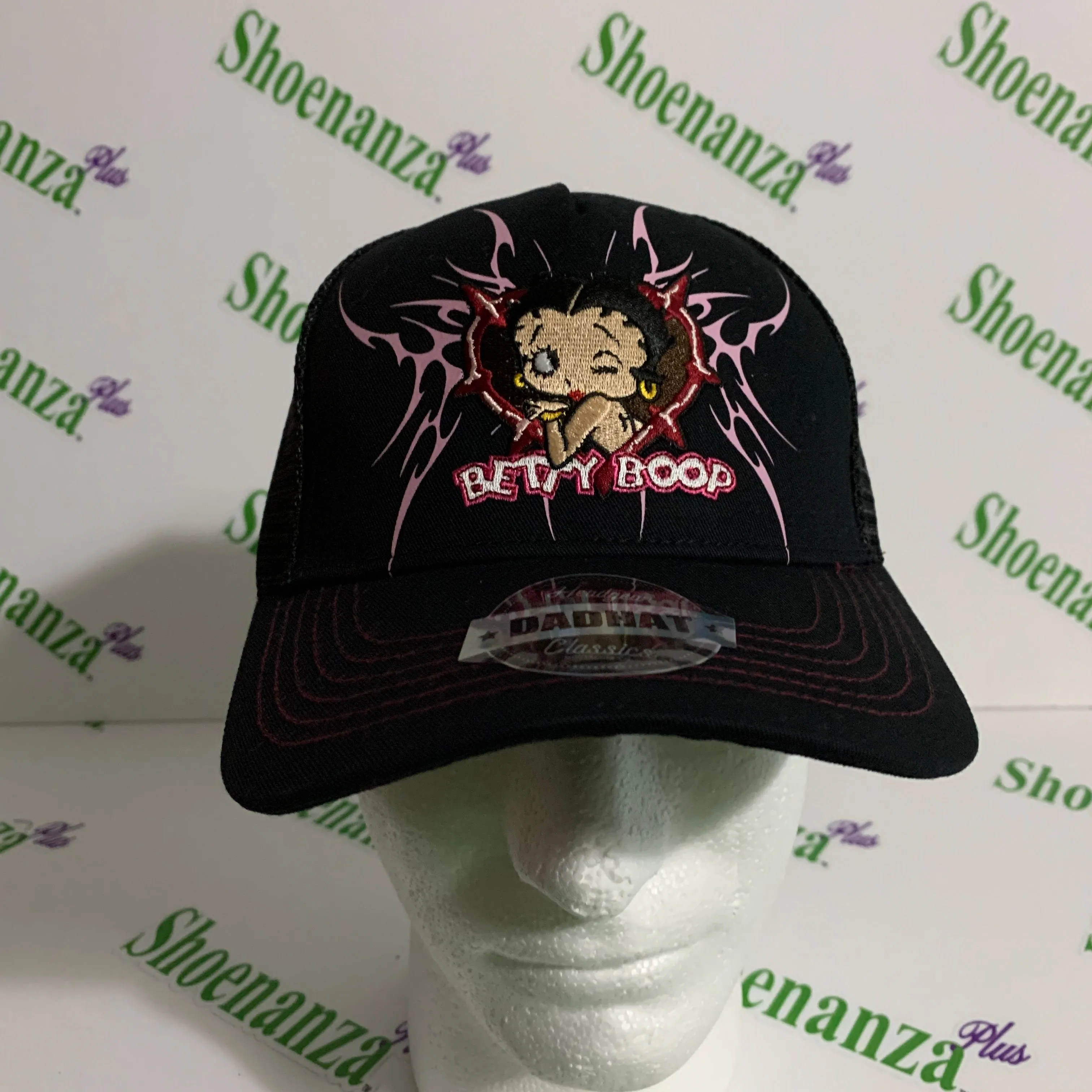 Product image for Headgear Classics Hat Betty Boop Motorcycle Club Tribal Trucker Black Purple Cap