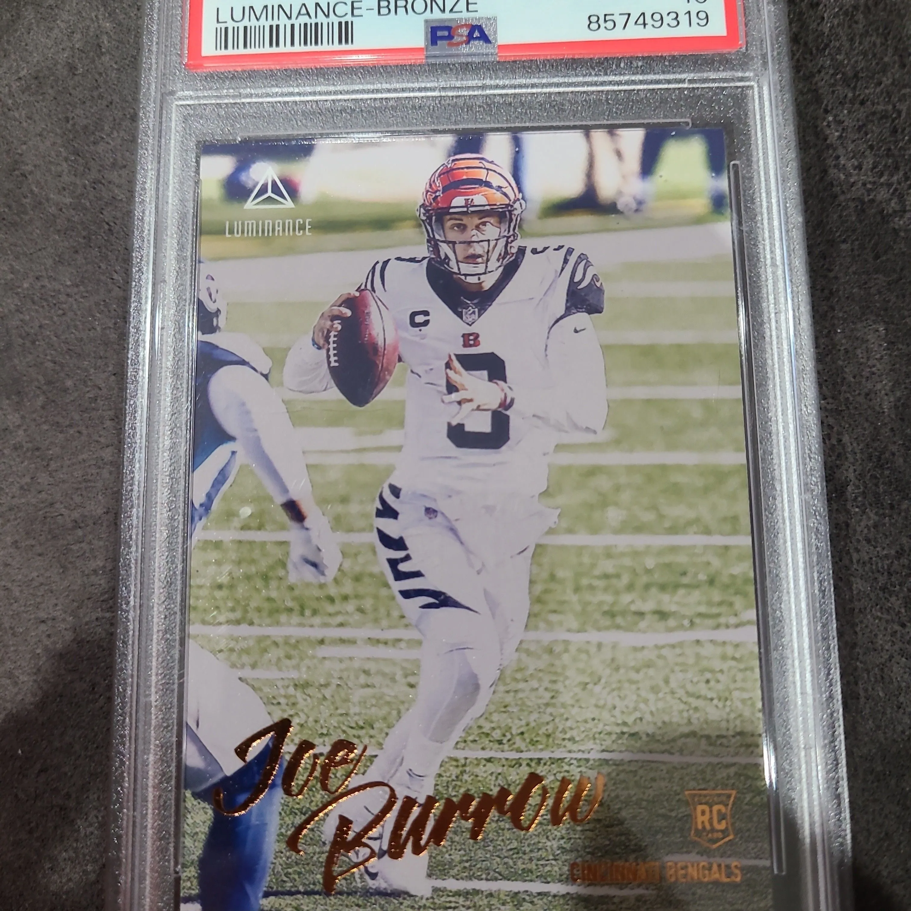 Product image for 2020 Panini Chronicles Luminance Joe Burrow 201 Luminance-Bronze PSA GEM MT 10