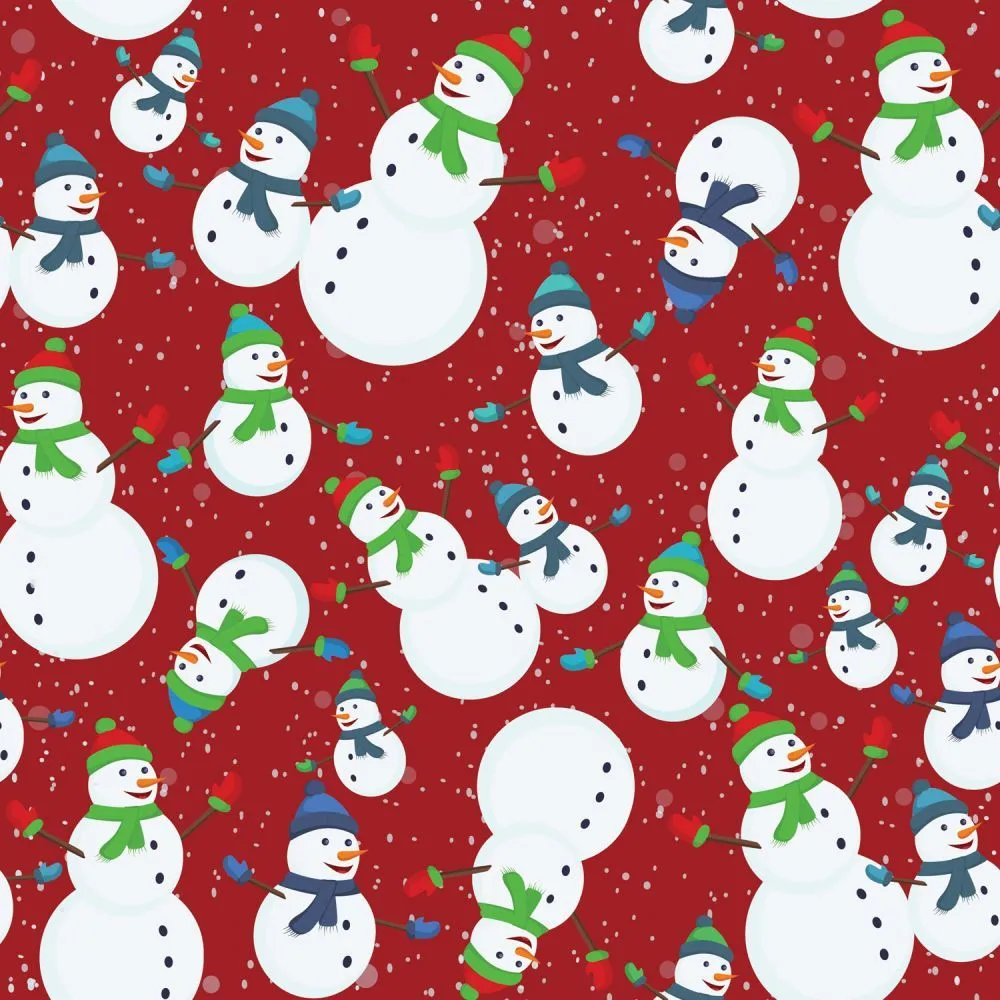 Product image for 2 Yards Snowmen on Red Background