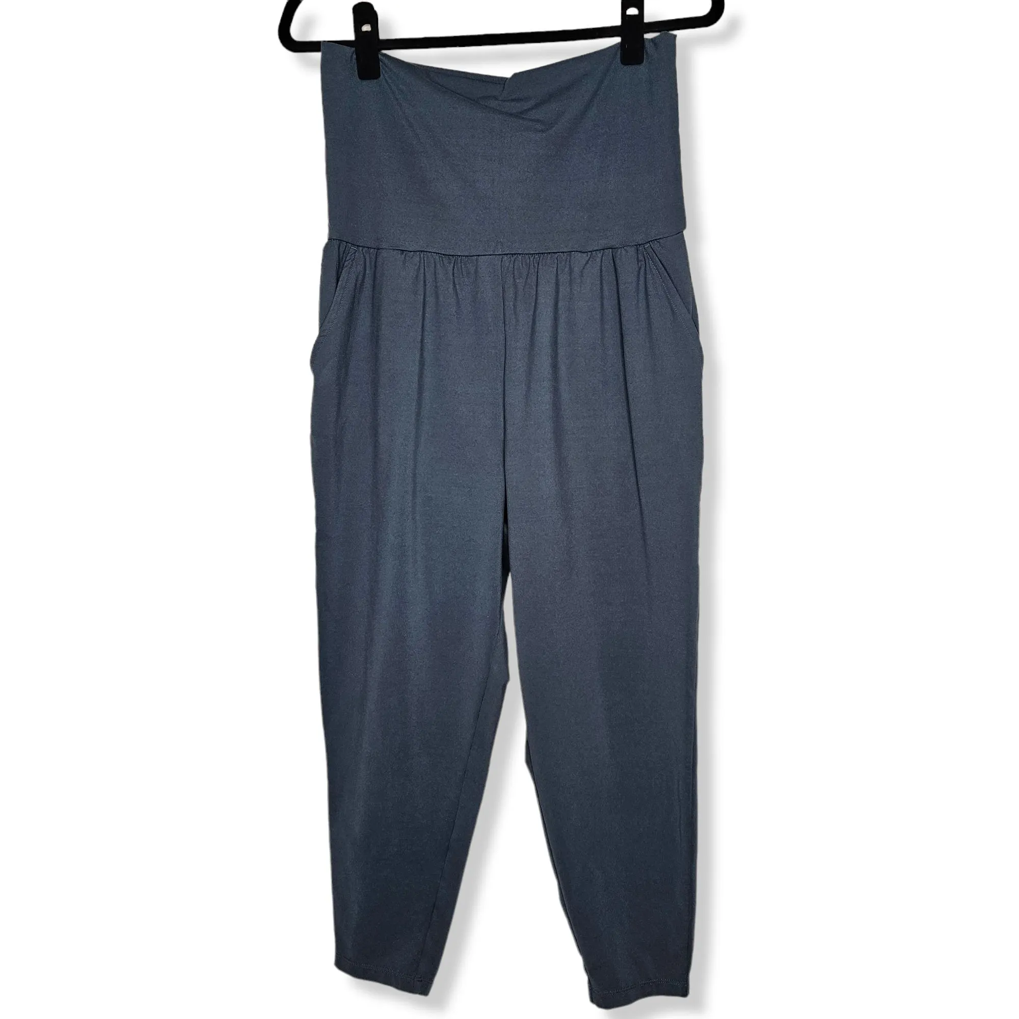 Product image for Zella Size Small Slate Blue Tapered Yoga Pants Wide Waist Band Pockets