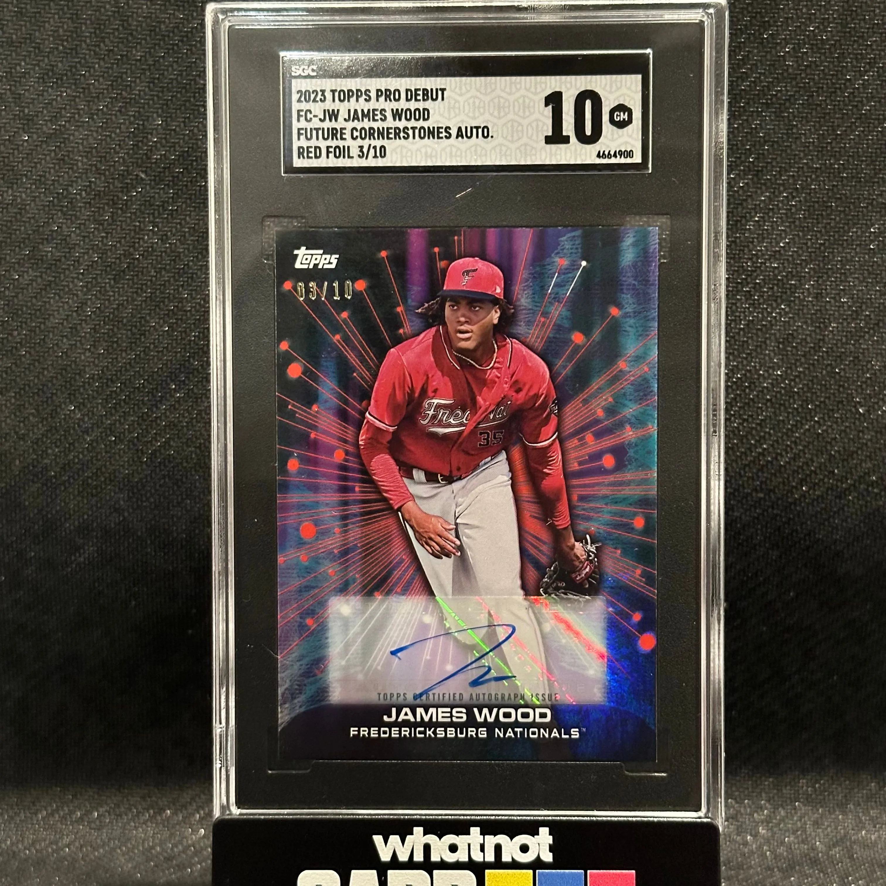 Product image for 2023 Topps Pro Debut Future Cornerstones Red /10 Auto James Wood SGC 10 Gem Pop1