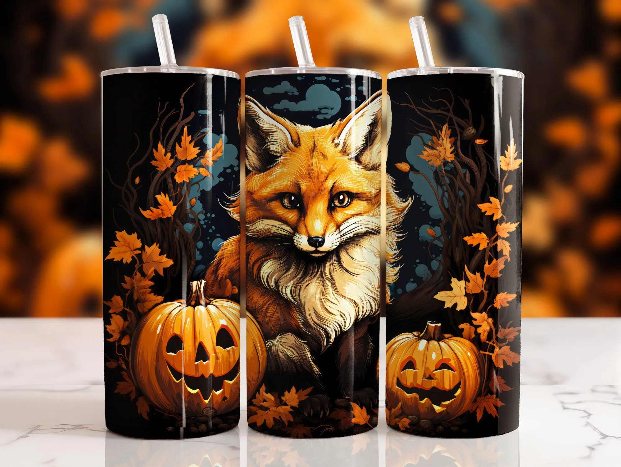 Product image for Fall Fox 20oz stainless steel tumbler