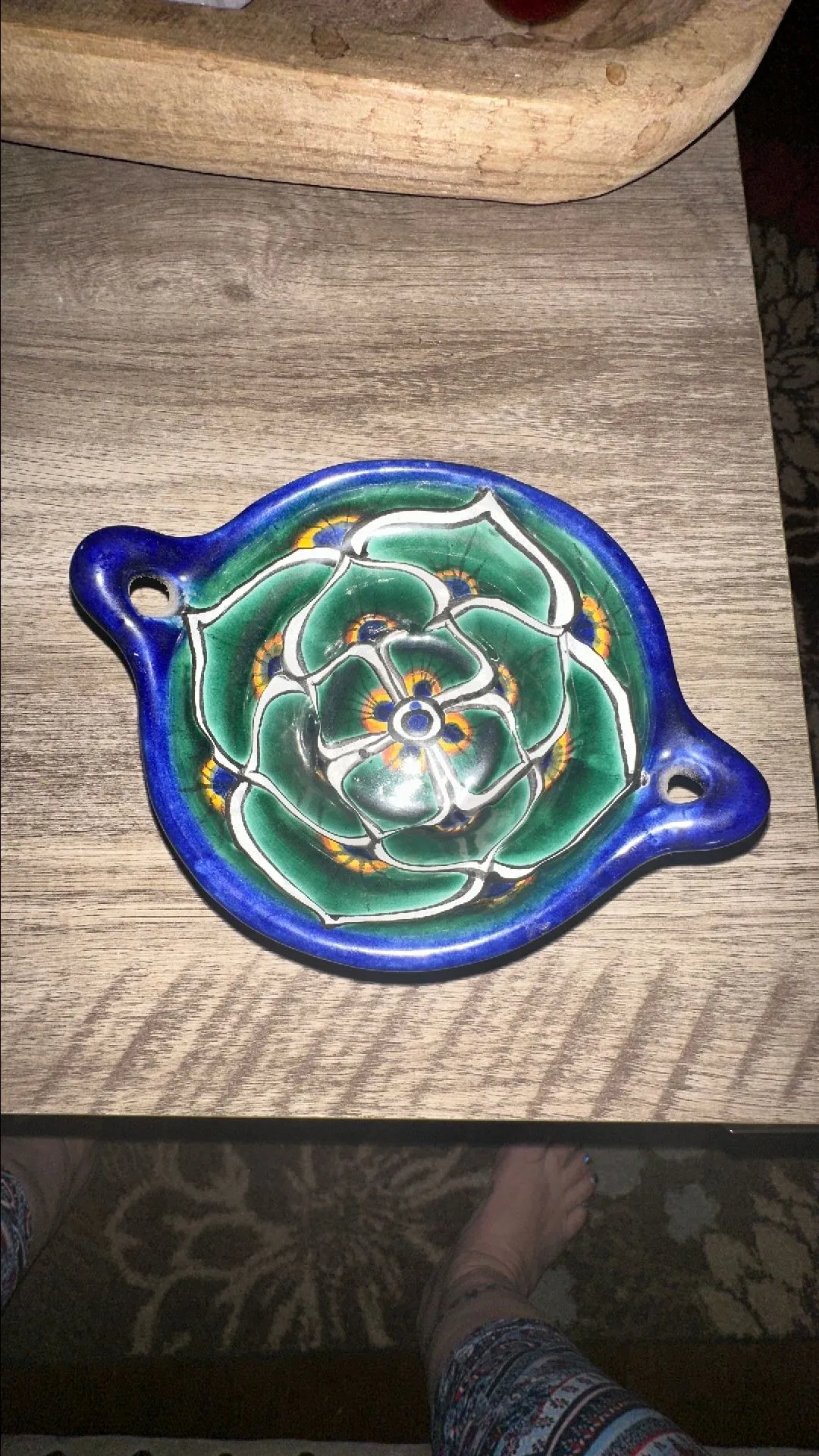 Product image for Vintage Mexican Talavera Double Handled Pottery Bowl