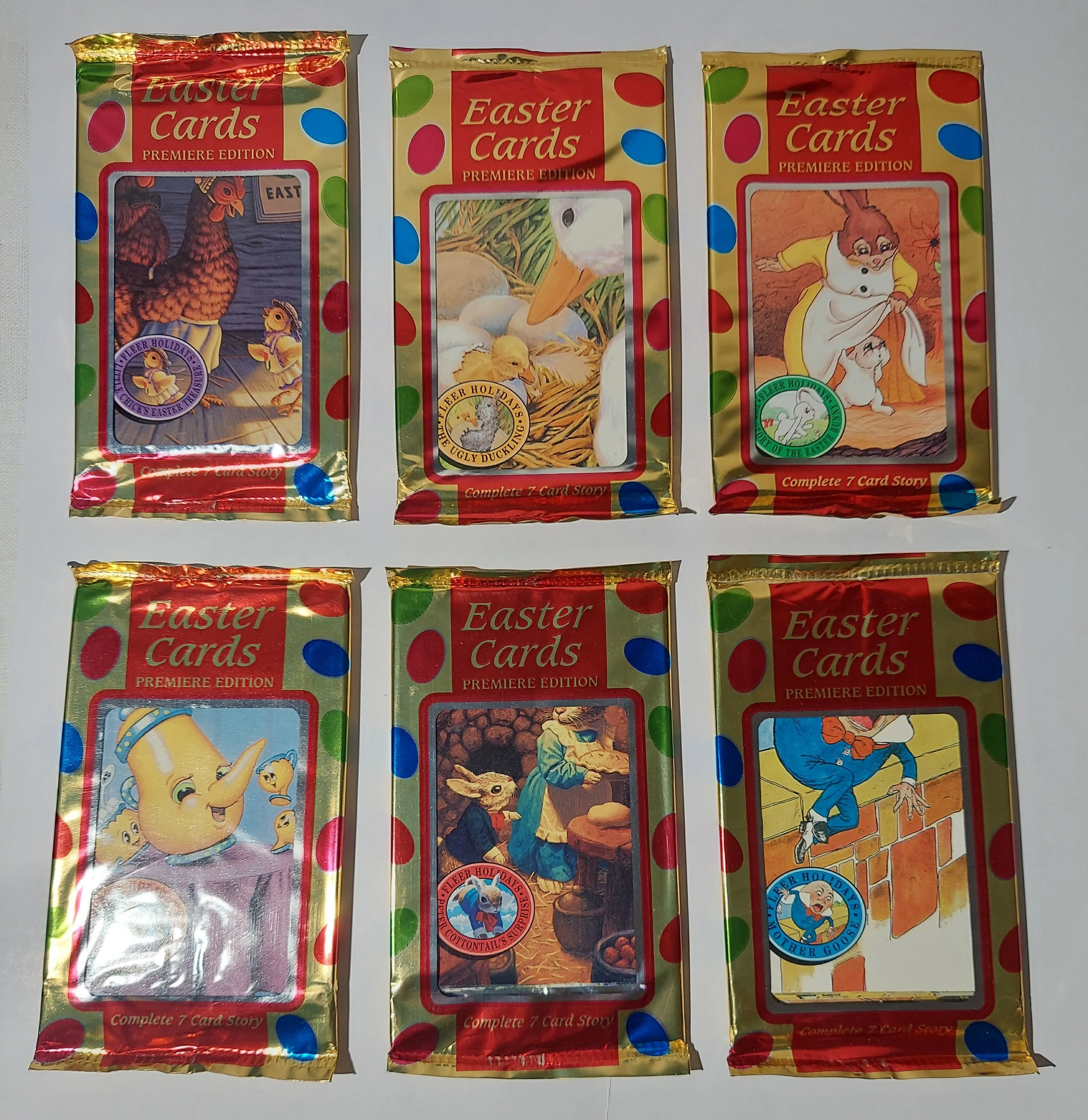 Product image for 1995 Fleer Vintage Easter Card Packs Lot Of 6 New Packages (7 Cards Per Pack)