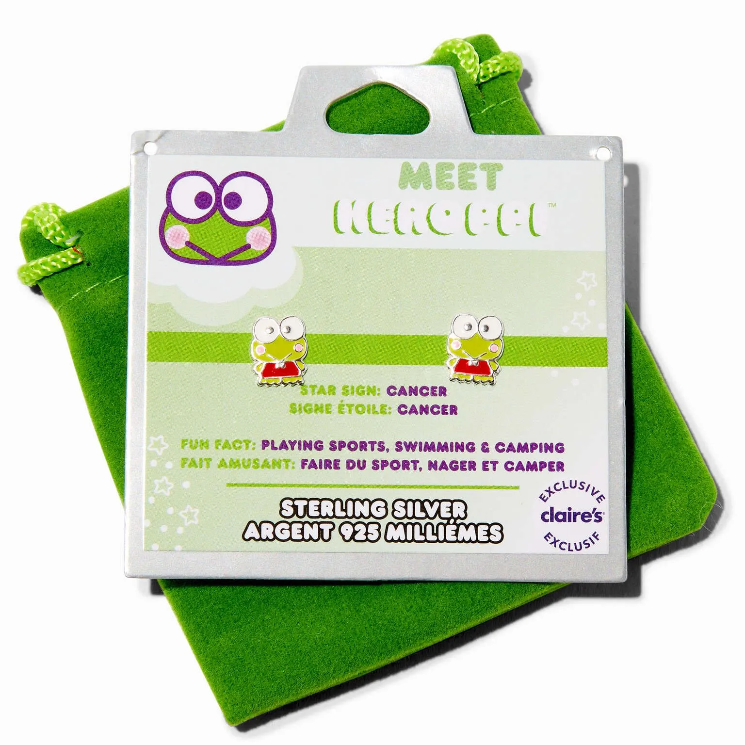 Product image for Sanrio Keroppi Sterling Silver Stud Earrings