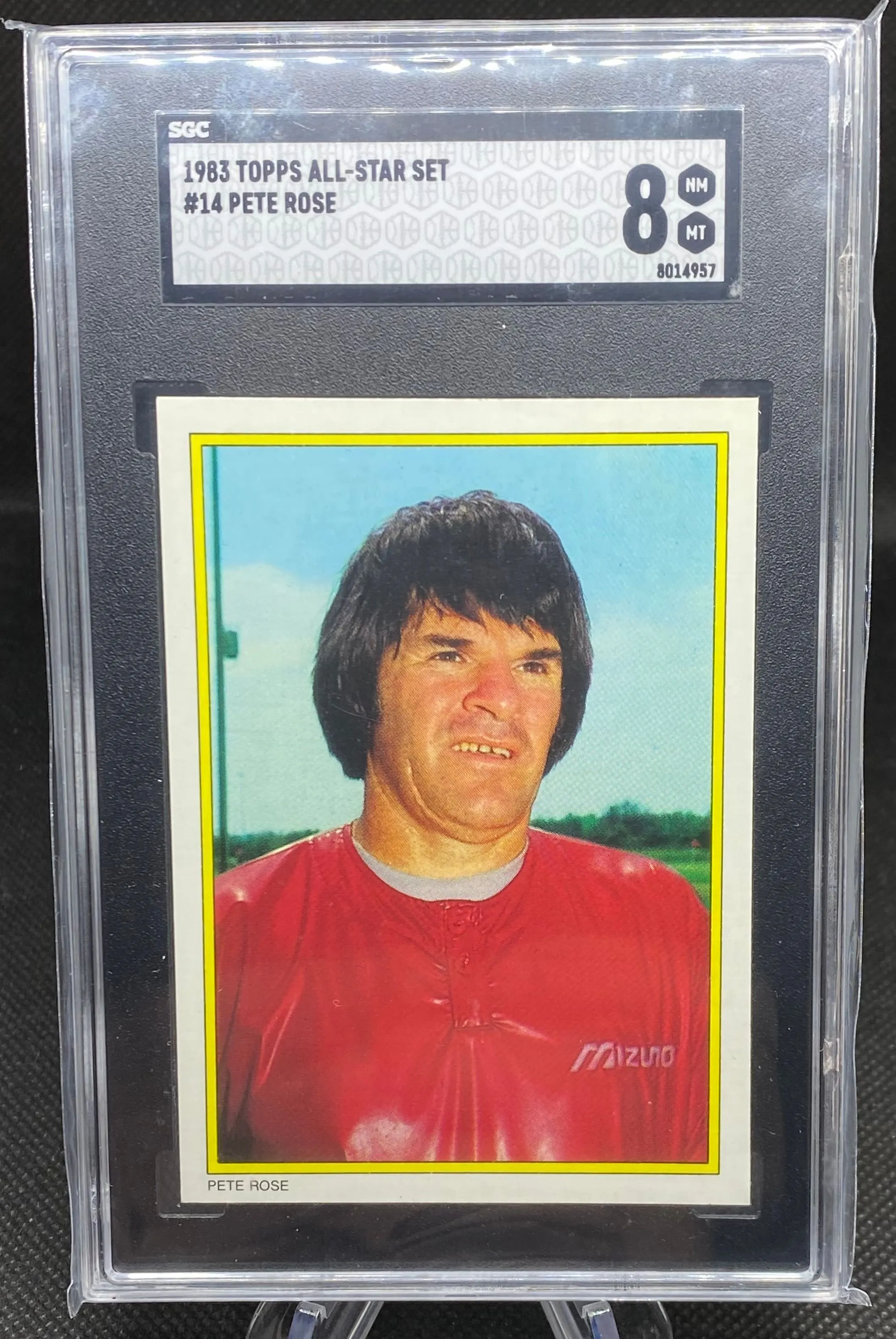 Product image for PETE ROSE (POP 1) ~ 1983 Topps All-Star Glossy Set #14 [Graded SGC 8 NM-MT] [Cincinnati Reds]