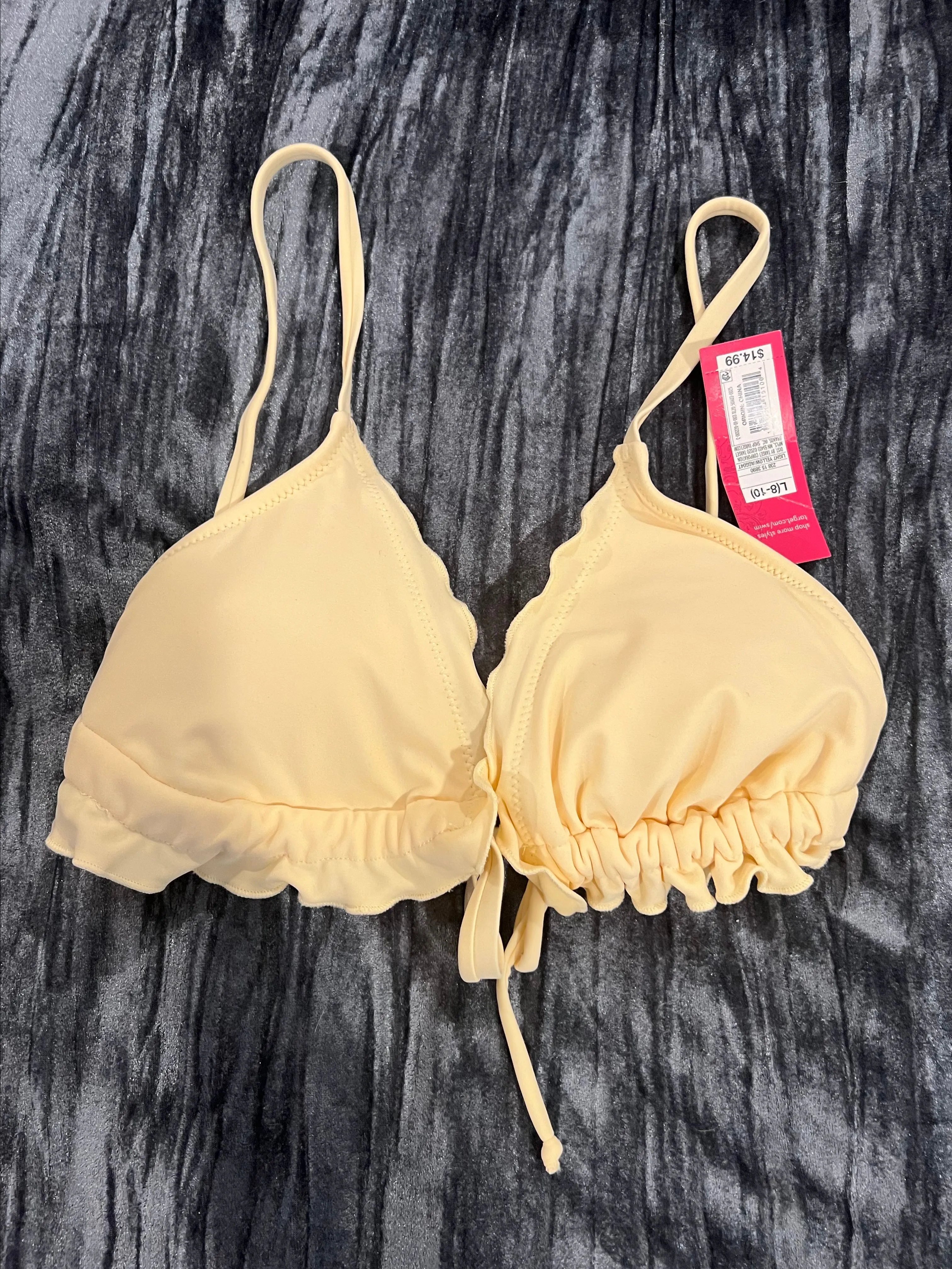 Product image for Yellow Ruffled Bikini Top Size L by Xhilaration