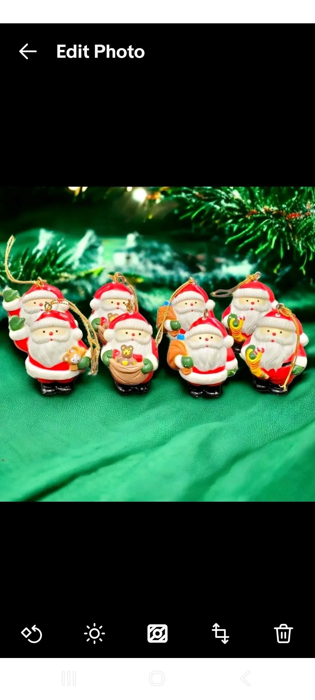 Product image for Santa Clause Christmas Tree Ornament Set Of 8 Candy Cane Teddy Bear Bag Of Toys