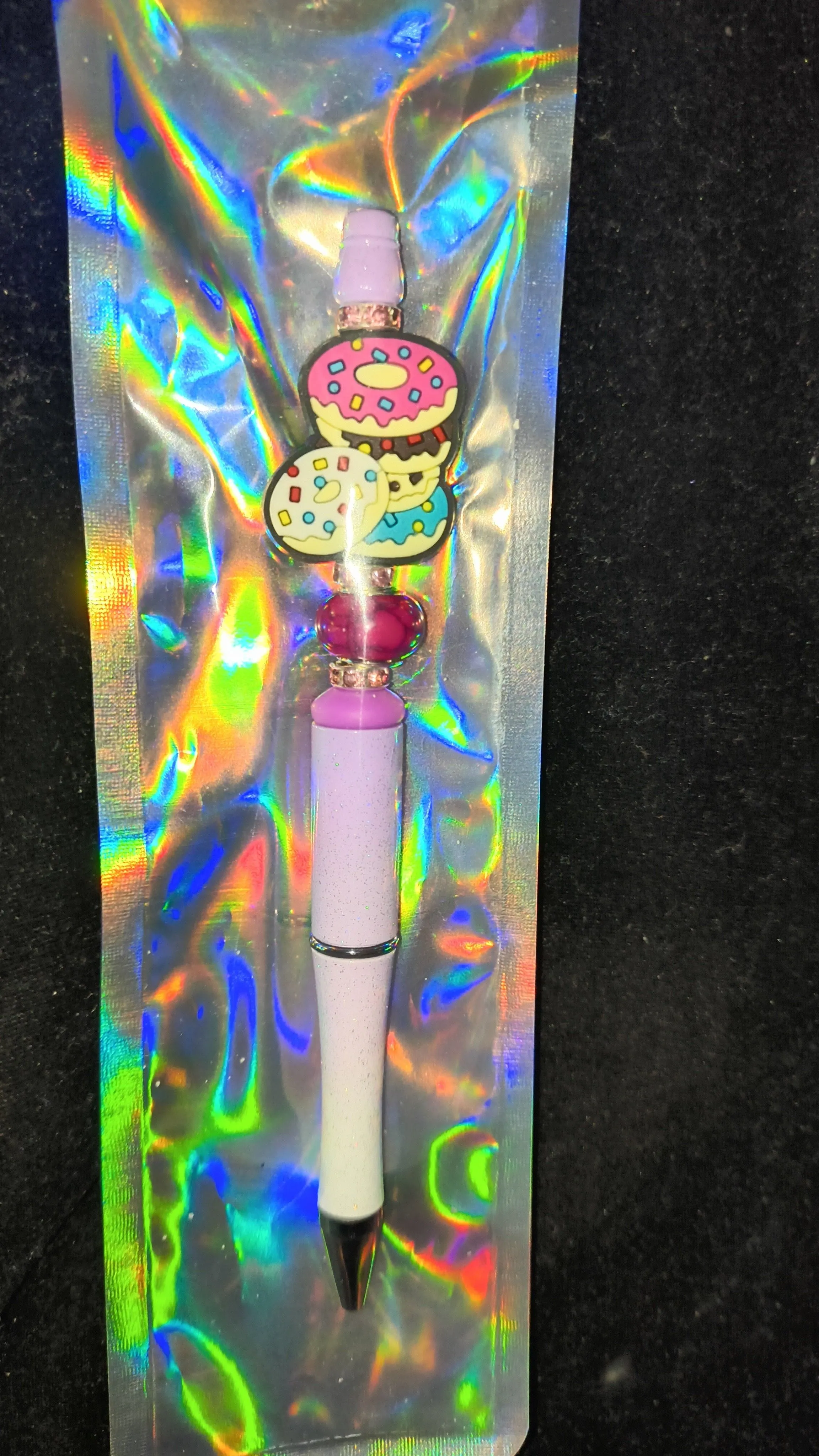 Product image for Beadable Pens - Lavender Glitter Ombre Bling Doughnuts #77