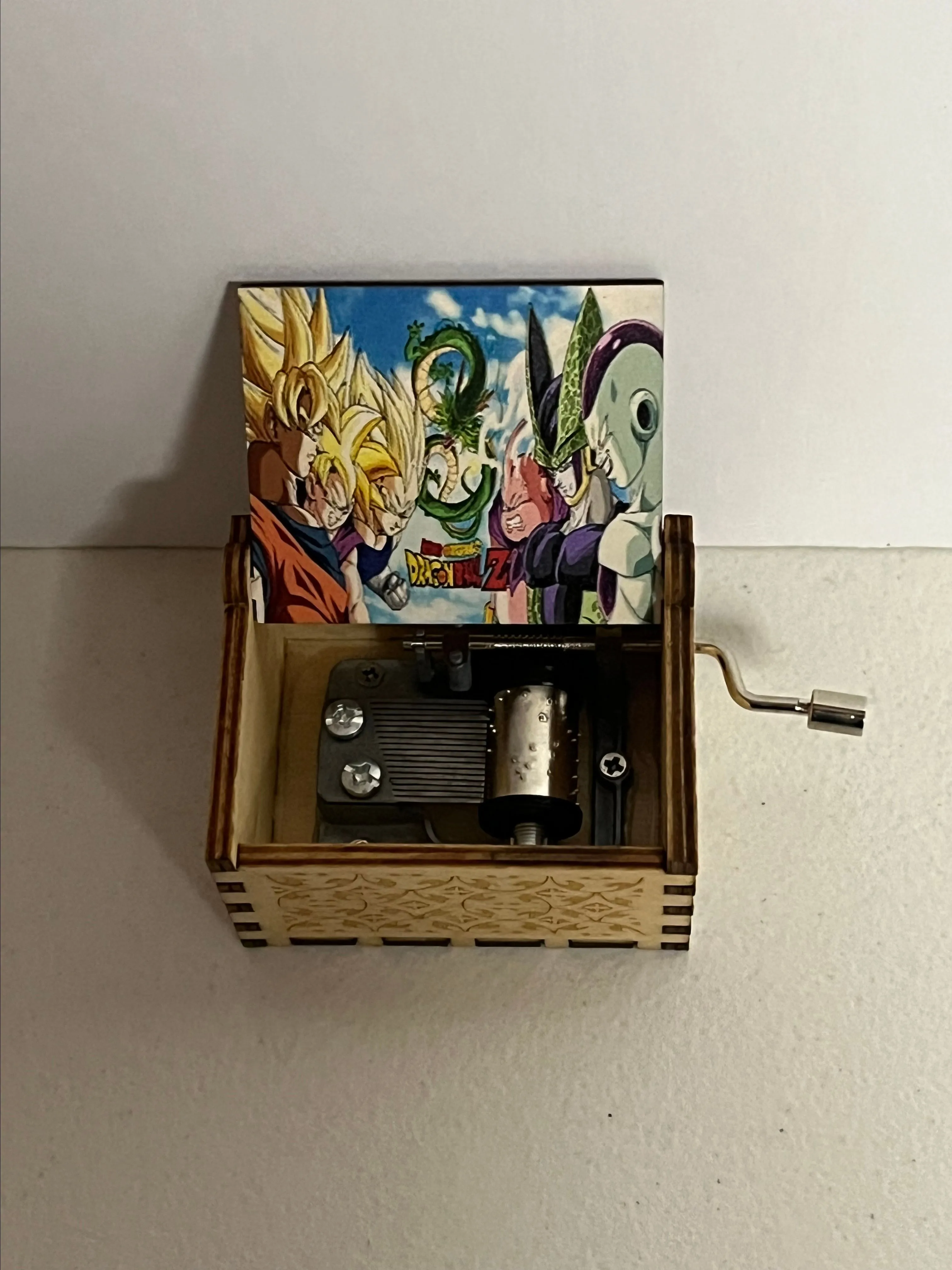 Product image for 17. Dragonball Z Group Face Off Hand Crank Wooden Music Box Anime Goku Buu Shenron