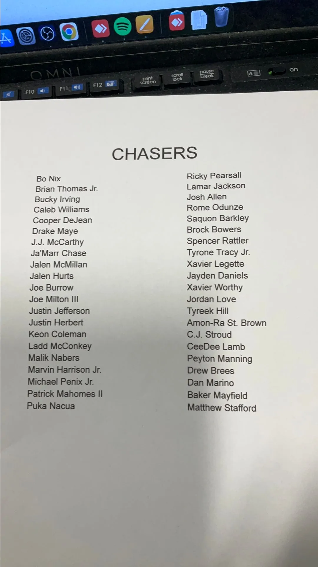 Product image for **CHASER LIST NT- NOT IN ORDER**