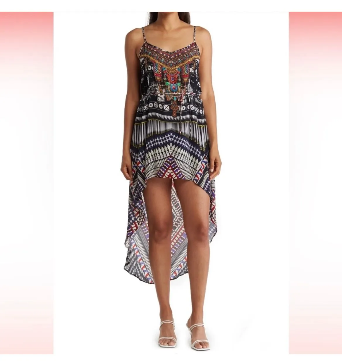 Product image for SHAHIDA PARIDES Beaded Printed Hi/Low Maxi Dress NWT Size L/XL