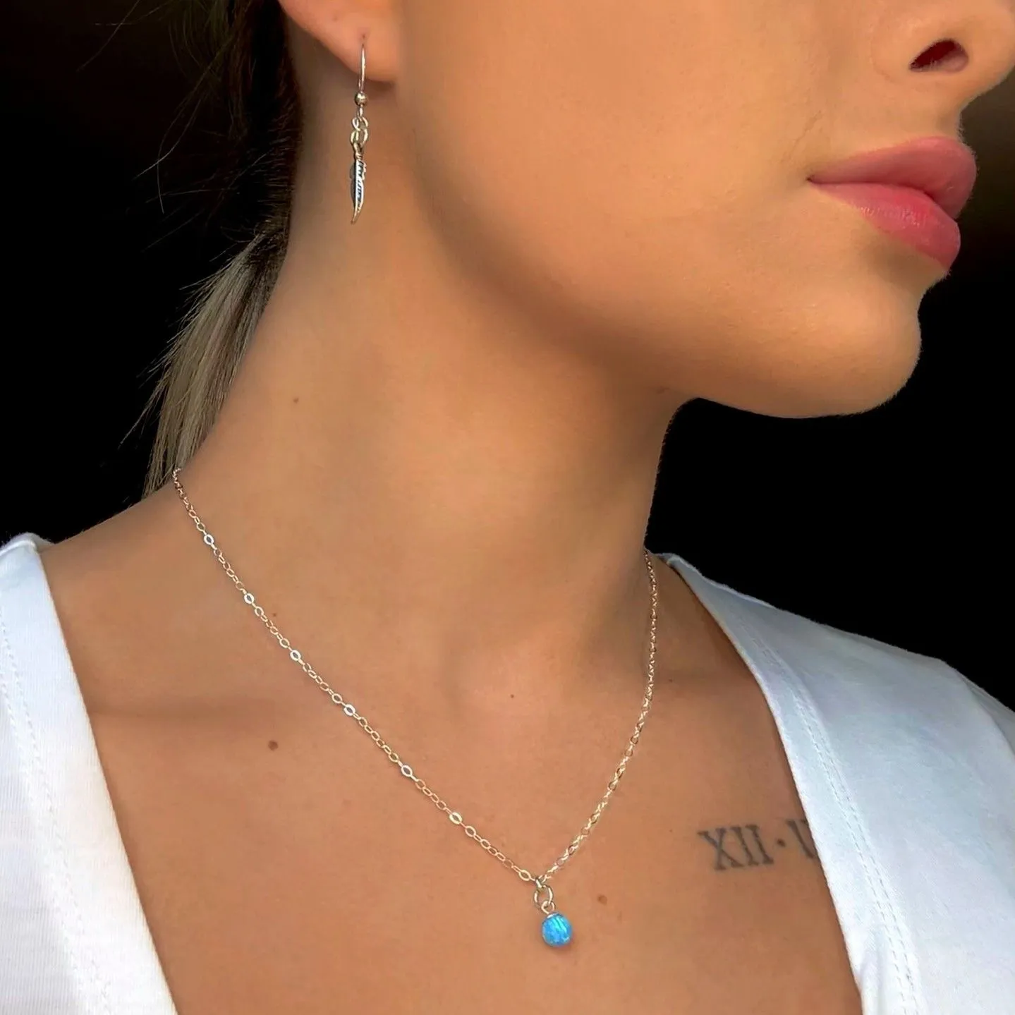 Product image for Blue Opal Sterling Silver Drop Choker