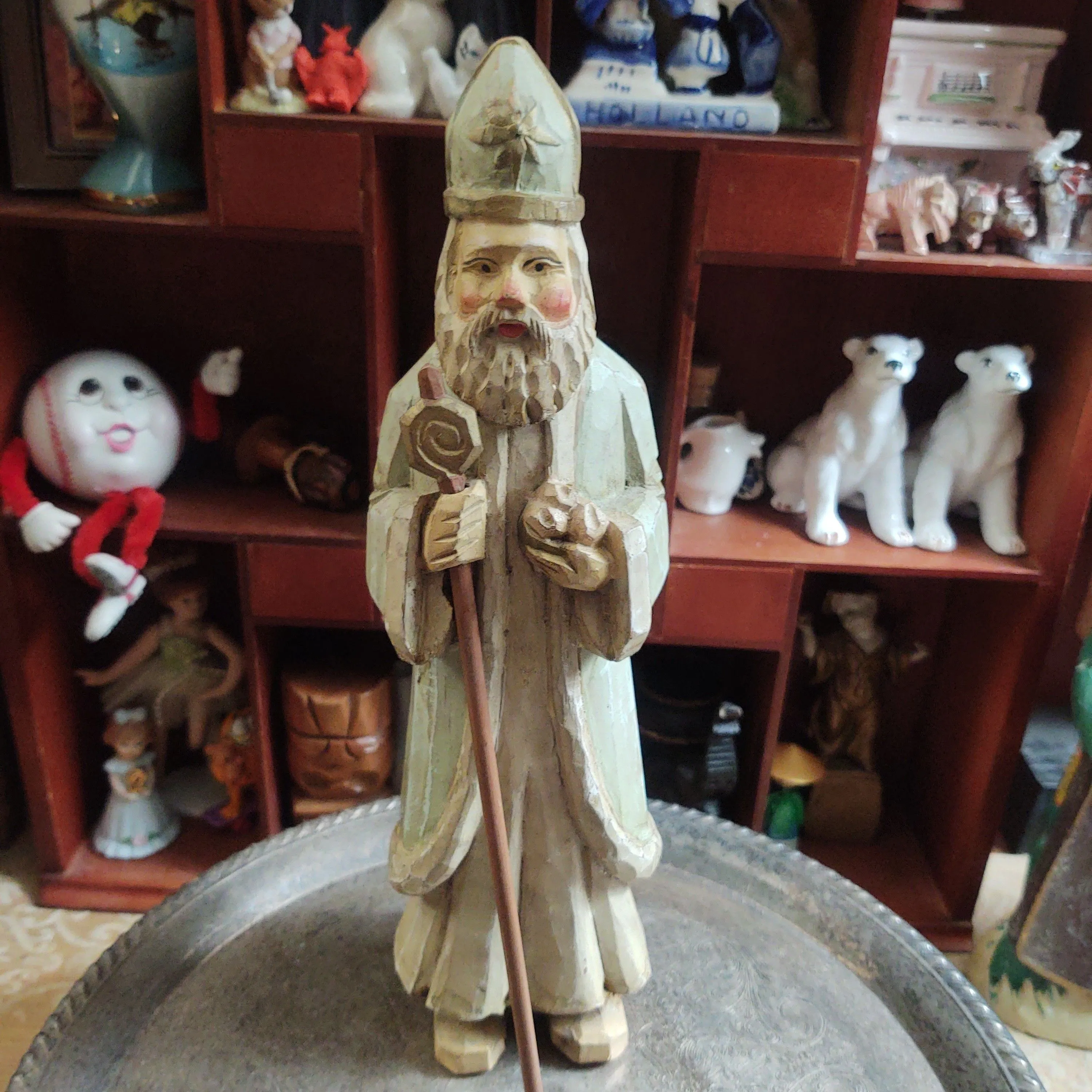 Product image for Hand Carved Wood Saint Nicholas Santa