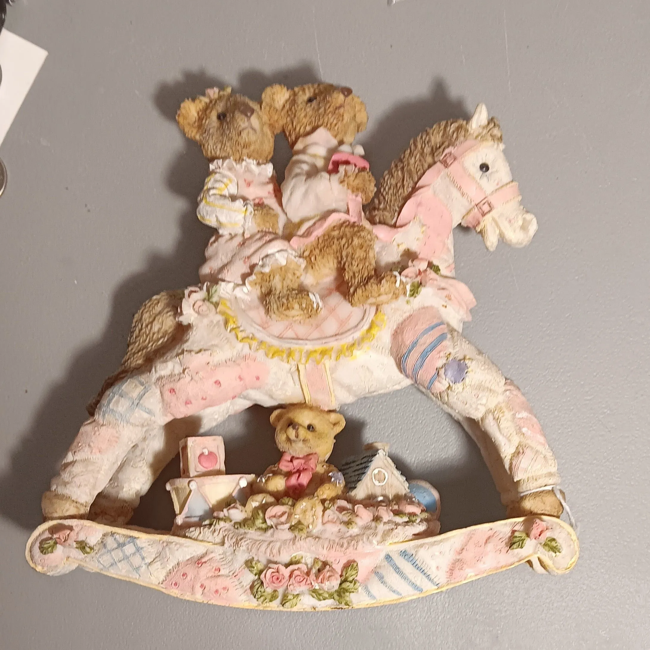 Product image for resin bears on rocking horse figure/ $50 value