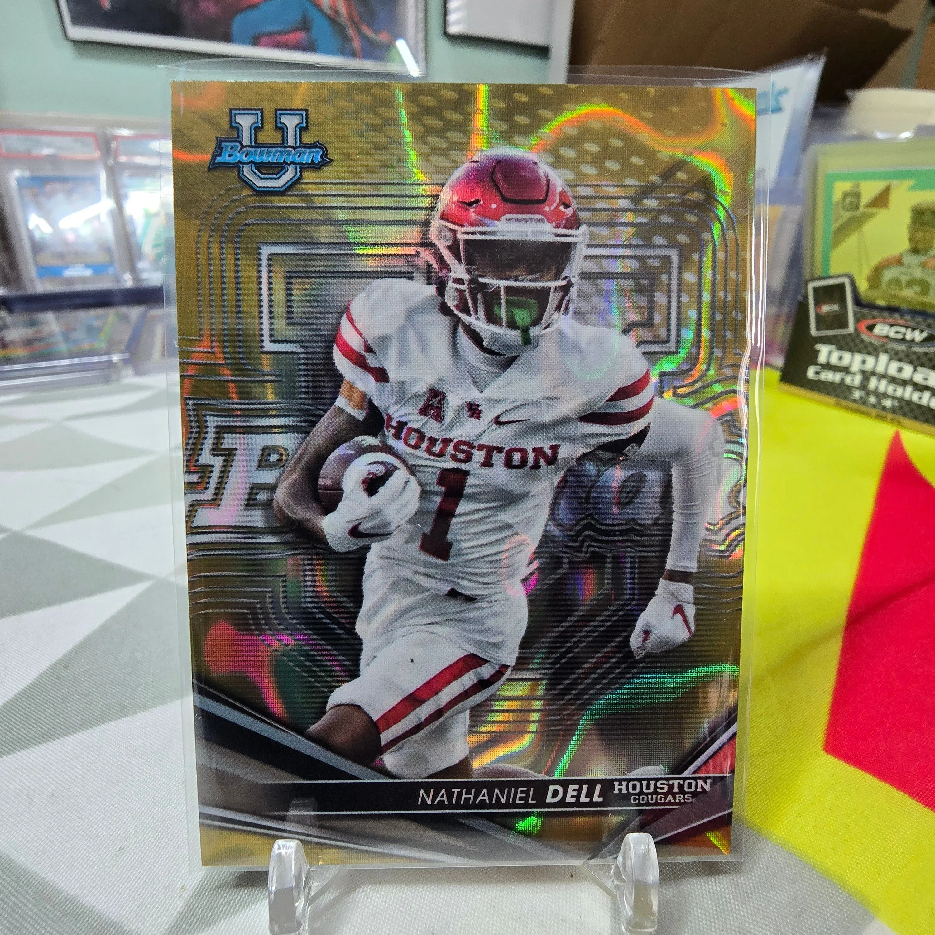 Product image for Nathaniel Dell 2022 Topps Bowman /75 Gold Lava Refractor #9 Houston 