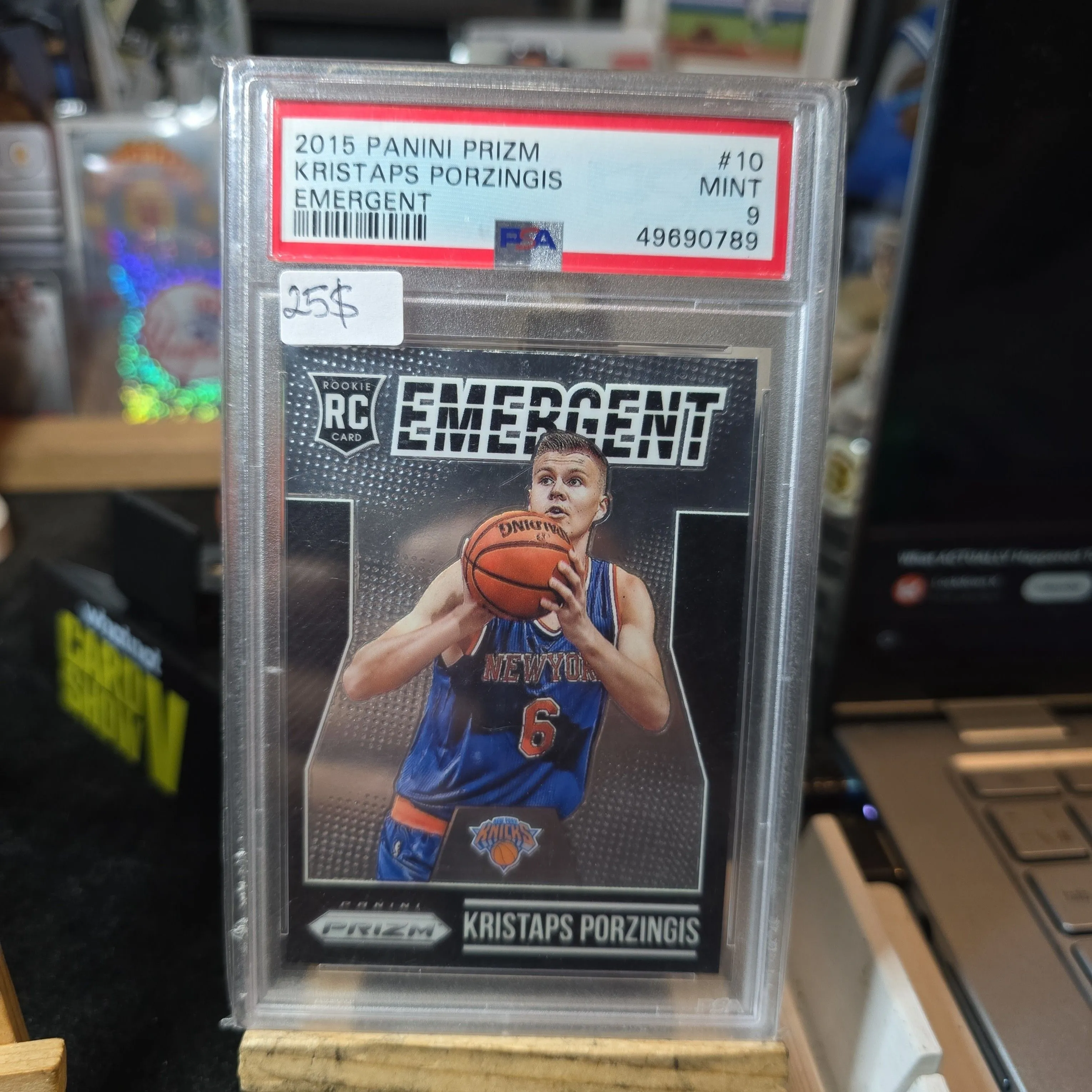 Product image for 2015 Panini Prizm Emergent Kristaps Porzingis RC 10 Emergent PSA MINT 9
