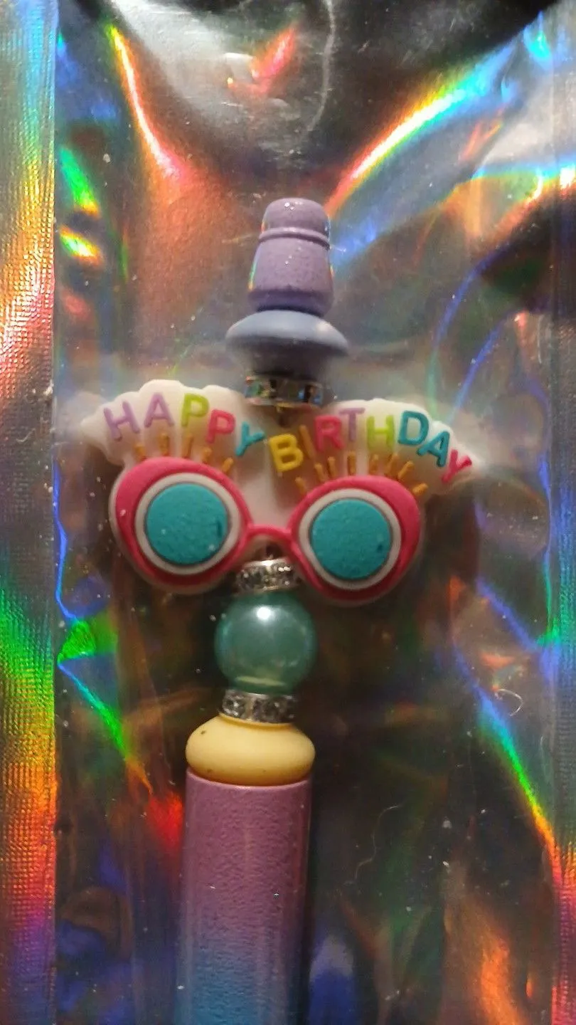 Product image for Beadable Pens - Pastel Happy Birthday  Beadable Pen  #29