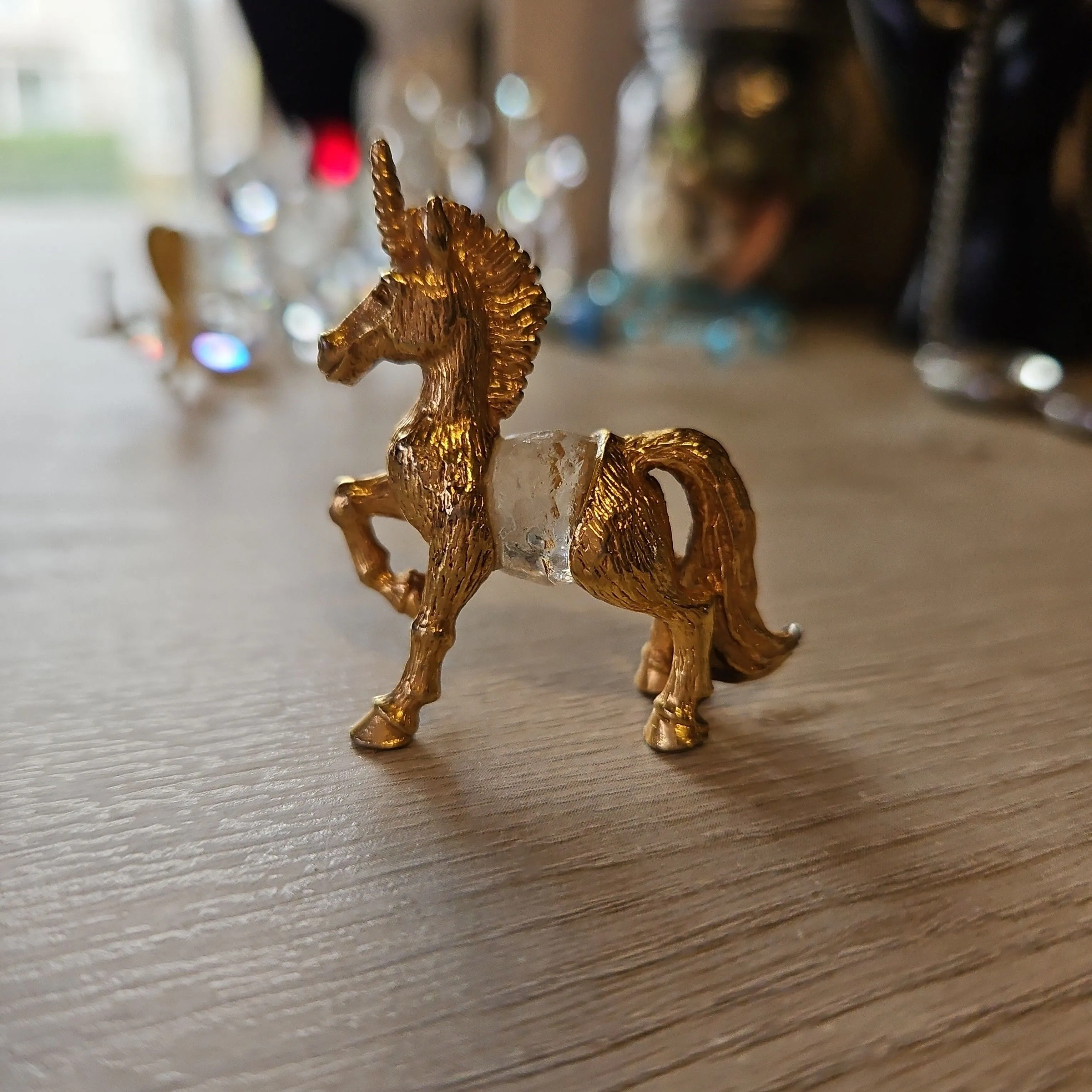 Product image for Crystal Figurine - Goldtone Unicorn 