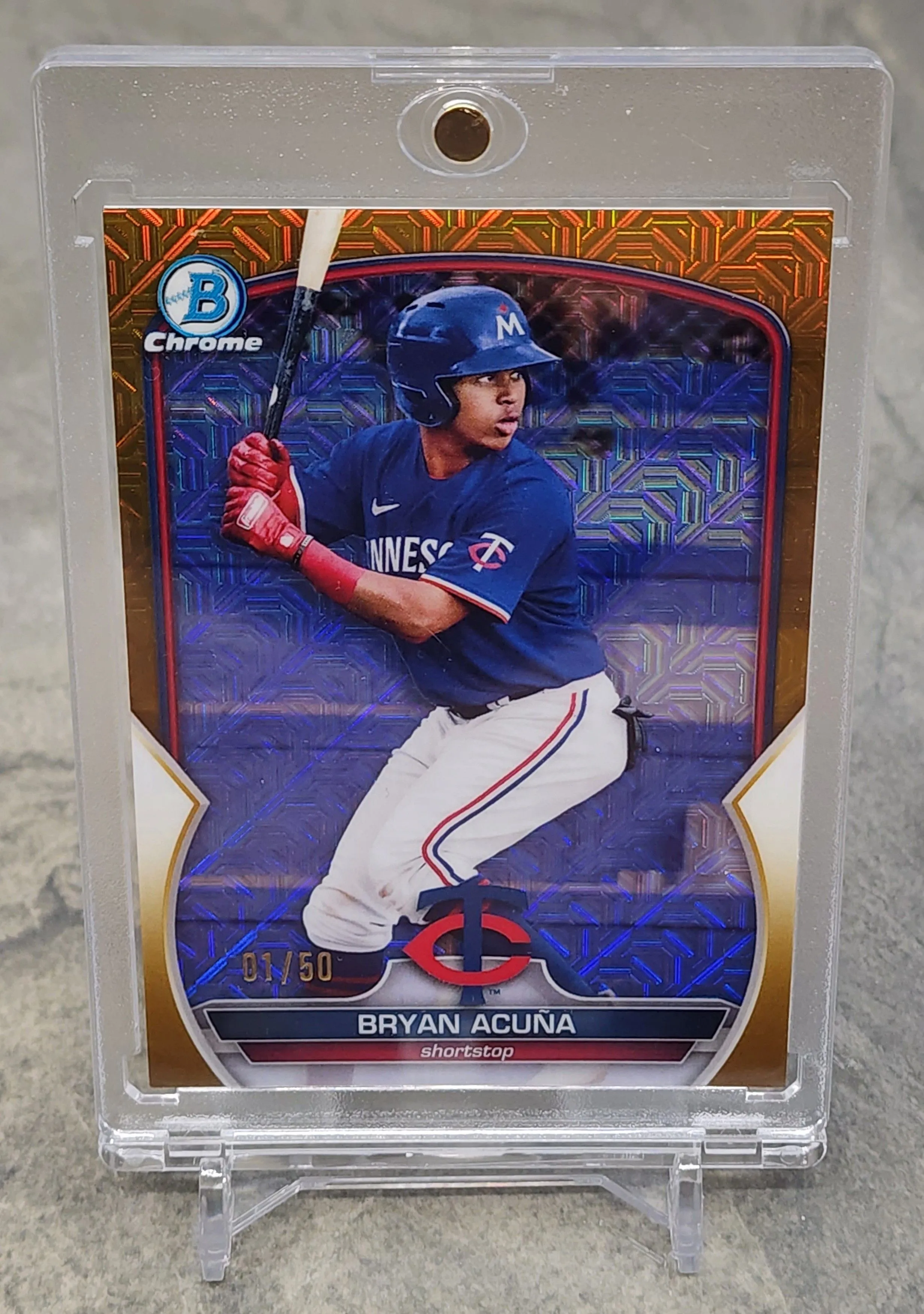 Product image for 2023 Bowman Chrome Bryan Acuna Gold Refractor # 1/50