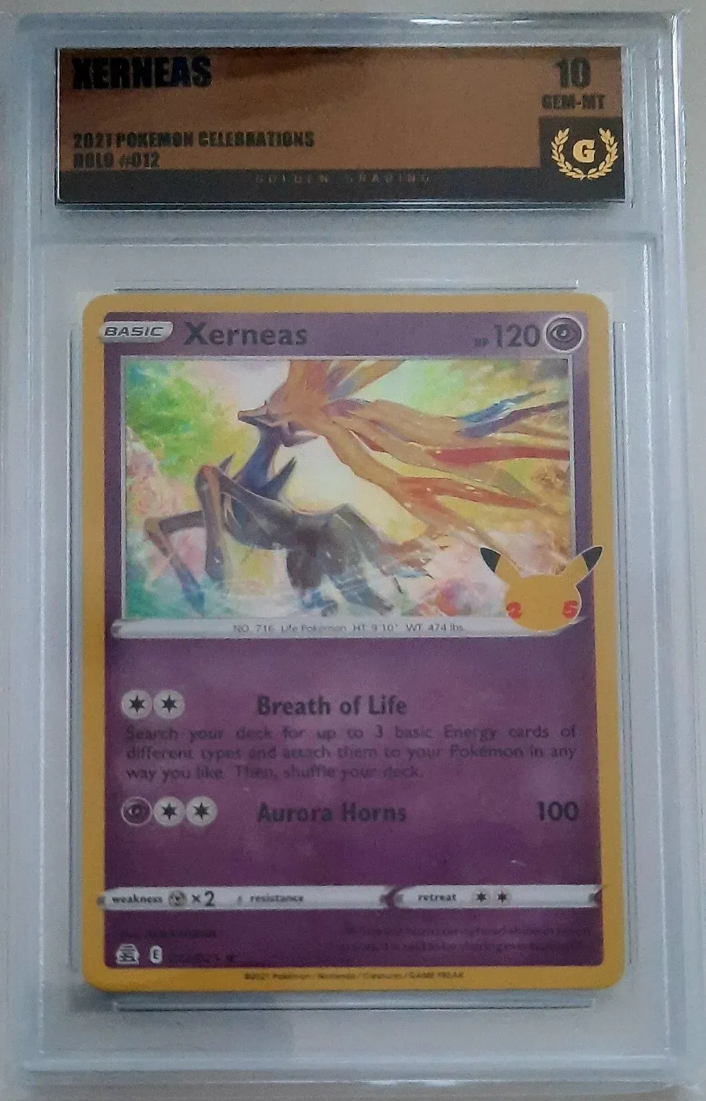 Product image for Xerneas 2021 Pokemon Celebrations #012 012/025 Golden Grading (GG) 10 Gem Mint