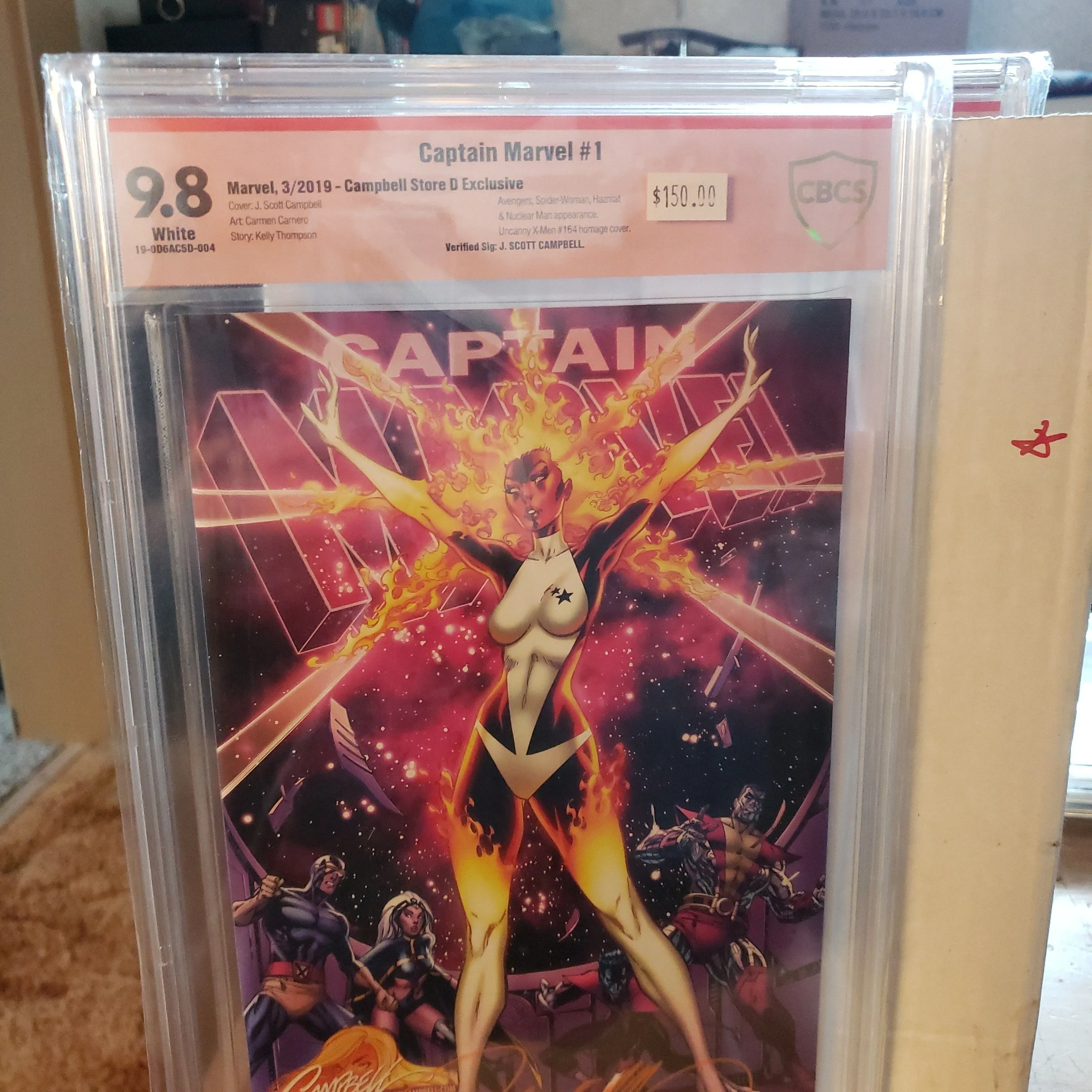 Product image for CBCS 9.8 Captain Marvel #1 Cover D Signed J Scott Campbell 