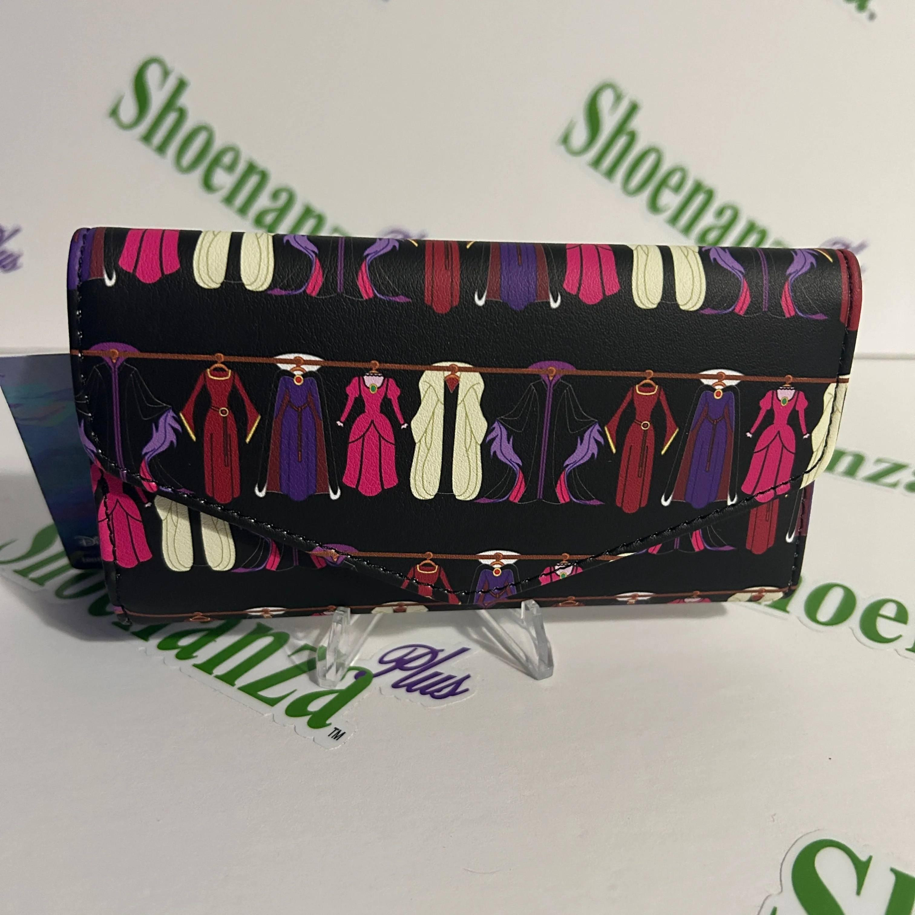 Product image for Loungefly Trifold Wallet Disney Villains Dresses Cruella Maleficent Evil Queen