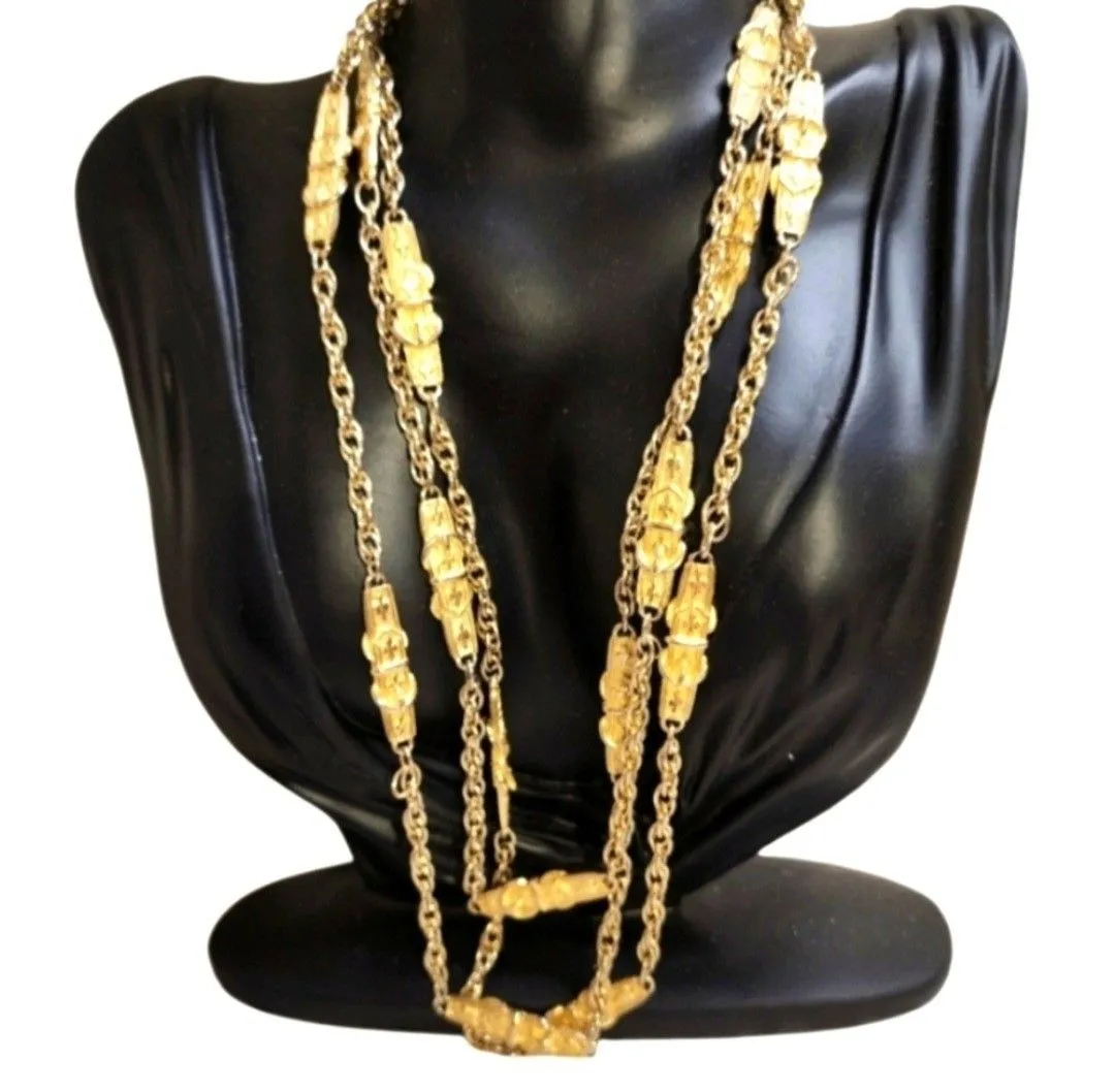 Product image for 240/ JUDITH LEIBER Gold Plated Rare Vintage 70's Collectible Long Necklace