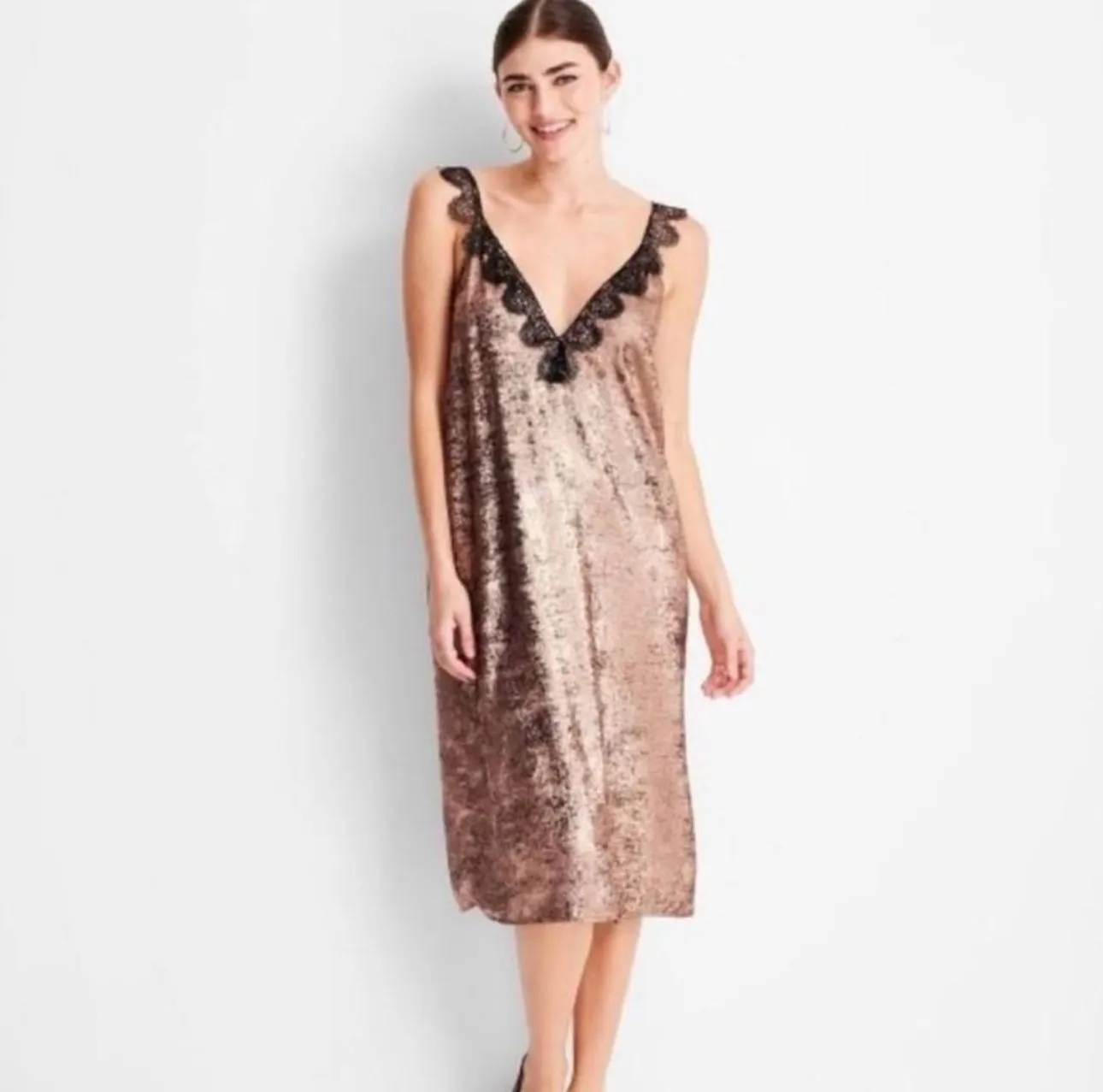 Product image for Future Collective Copper Black Lace Slip Dress Size XL