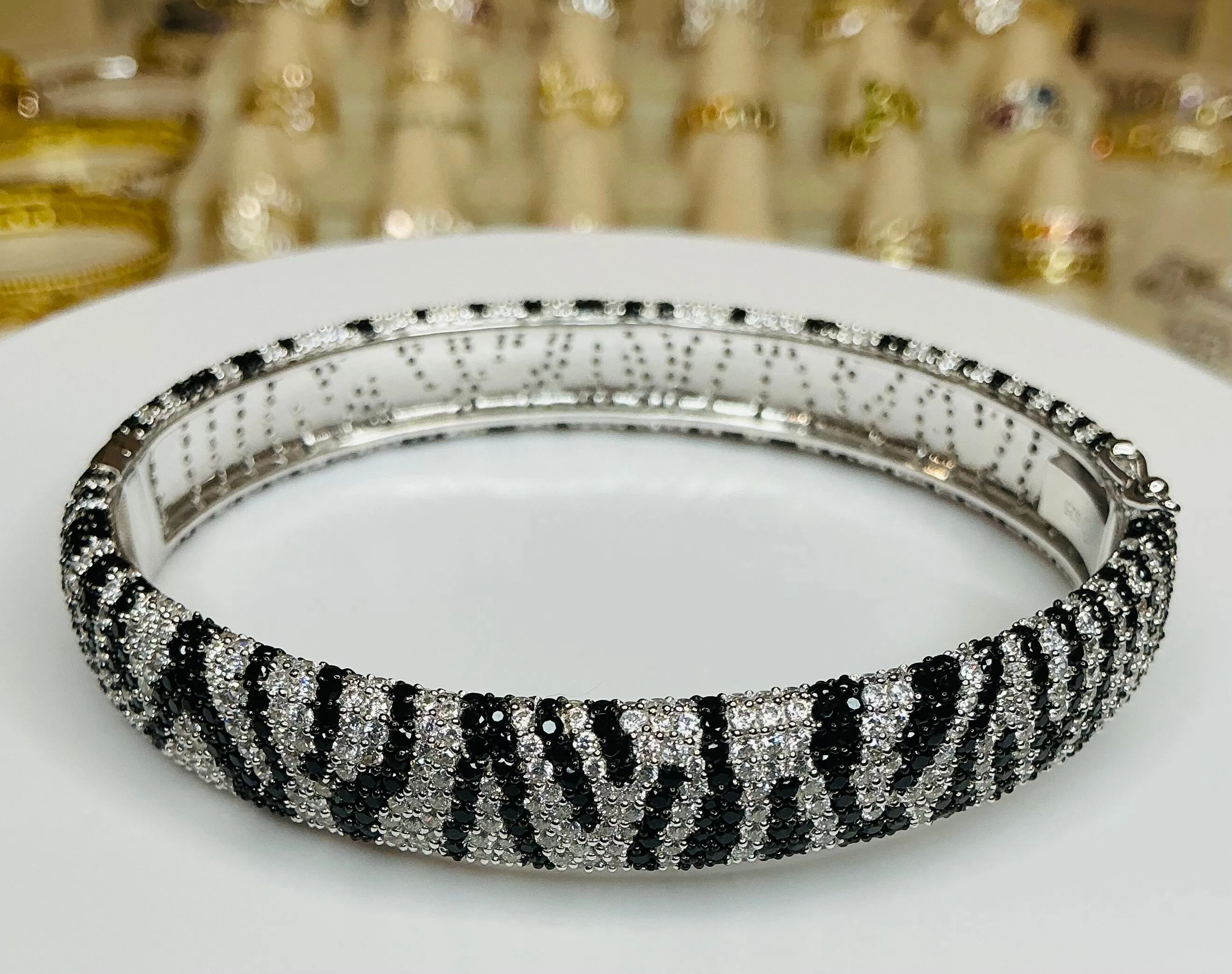 Product image for FULLY ICED Zebra Bangle sterling silver
