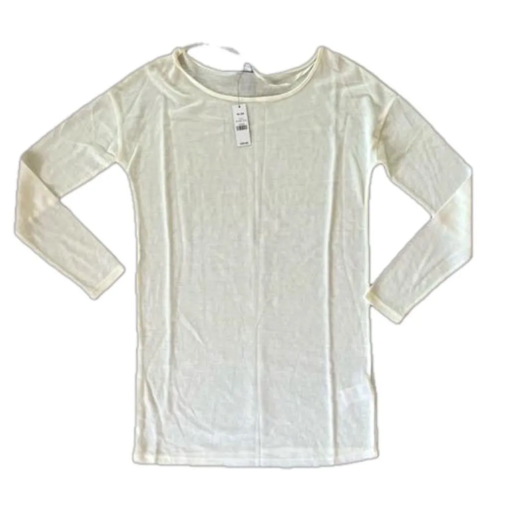Product image for JERSEY by JACOB Off-White Long Sleeve Wool Blend Pullover XS NWT - longline