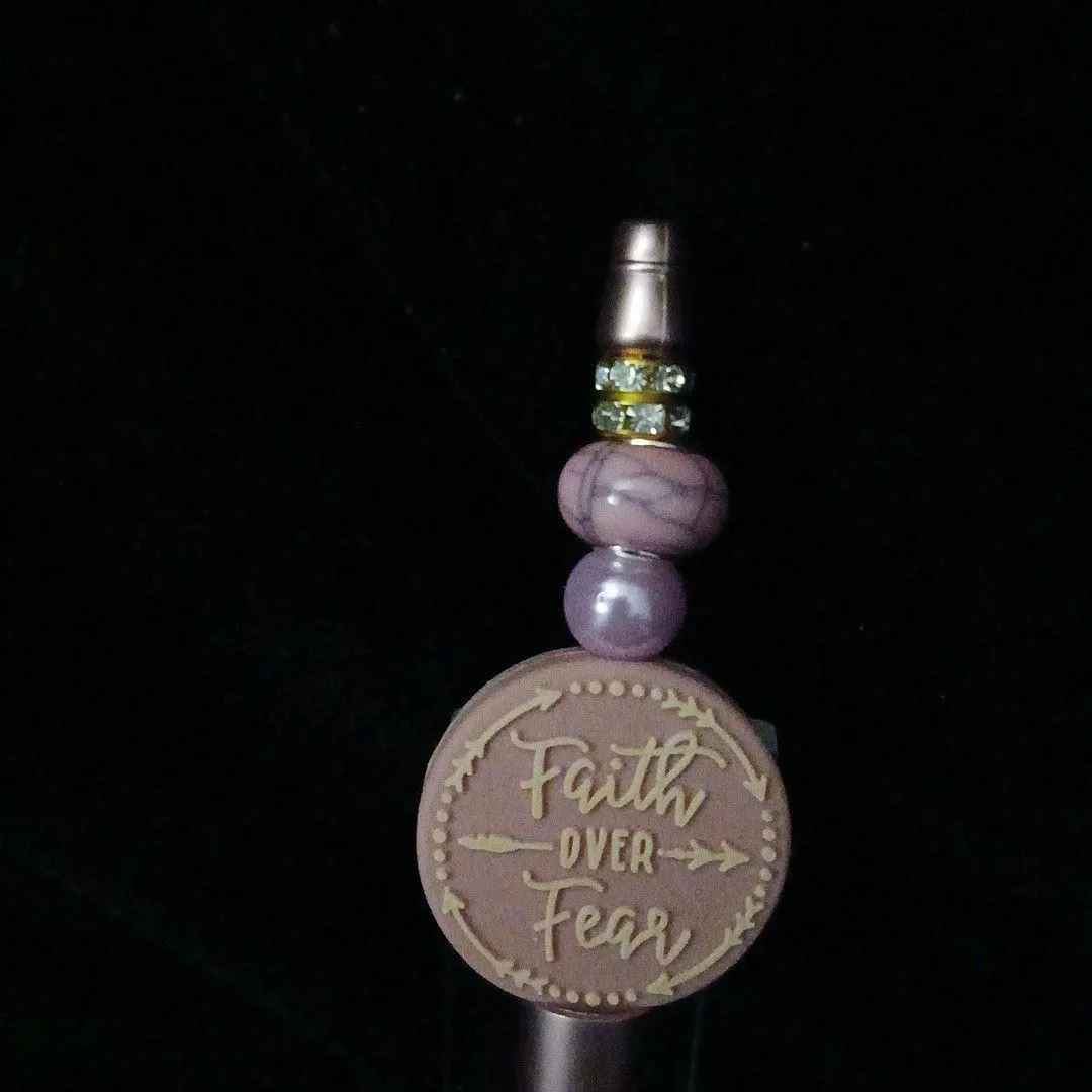 Product image for Pink Faith Over Fear Beadable Pen #157