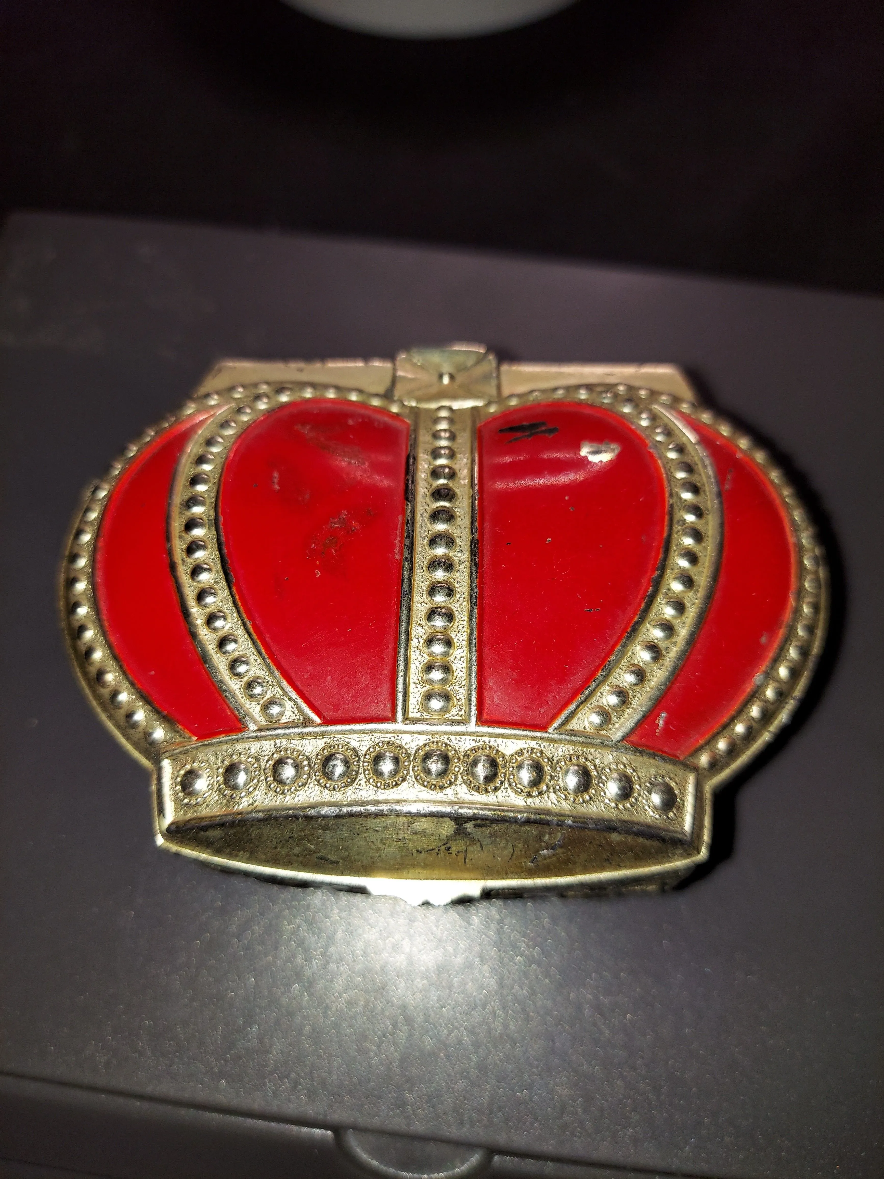 Product image for Vintage Ornate Trinket Box Crown Lined Made In Occupied Japan