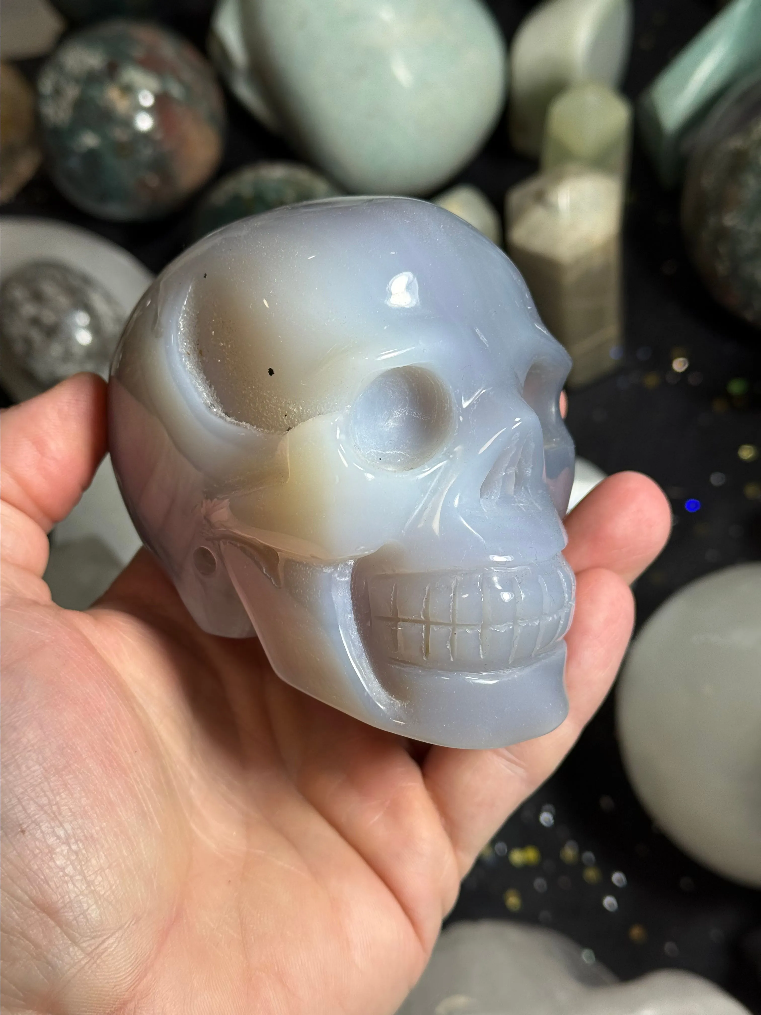 Product image for Blue Agate Skull Carving #24