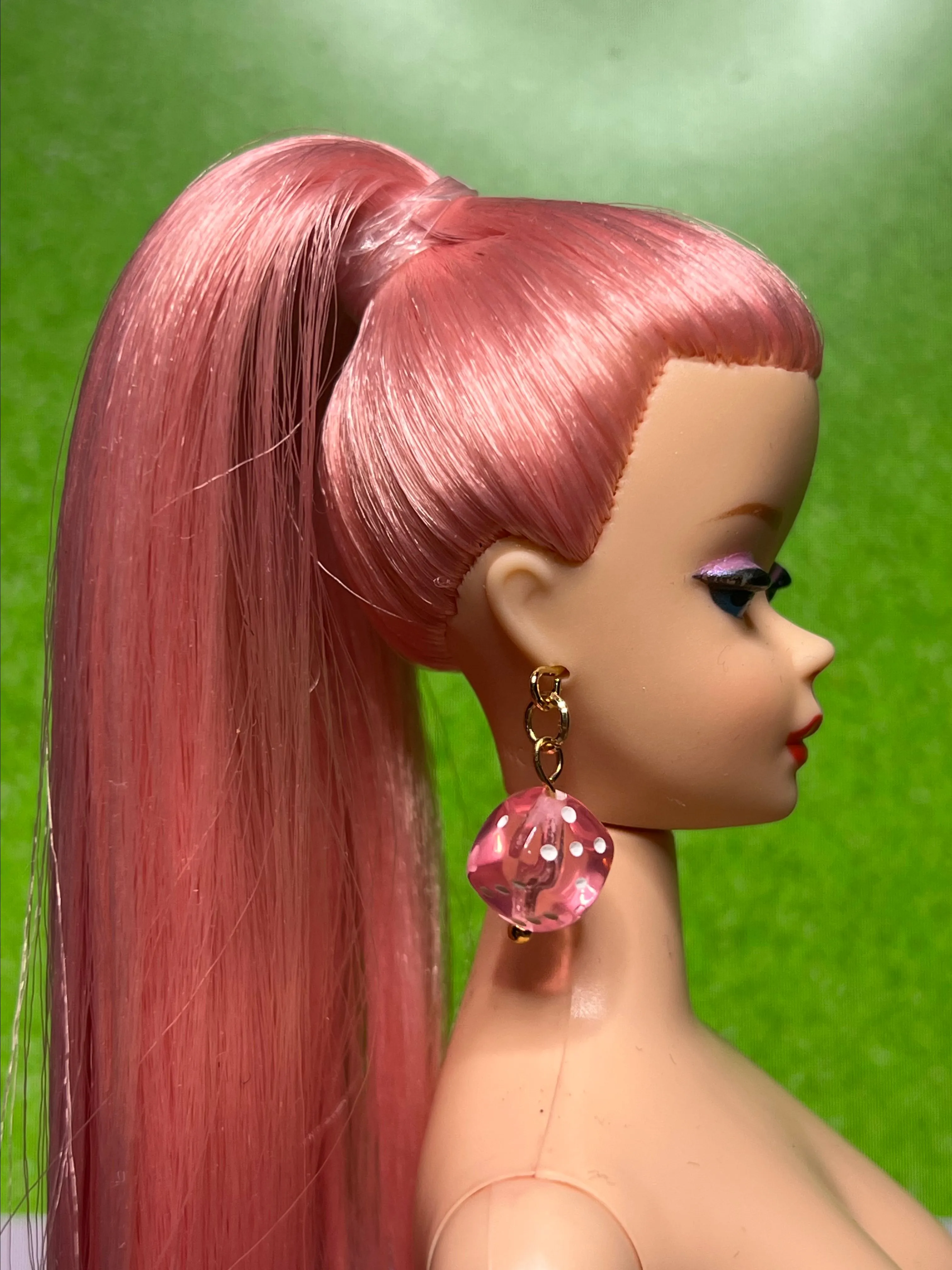 Product image for Handmade Doll Earrings - Pink Dice