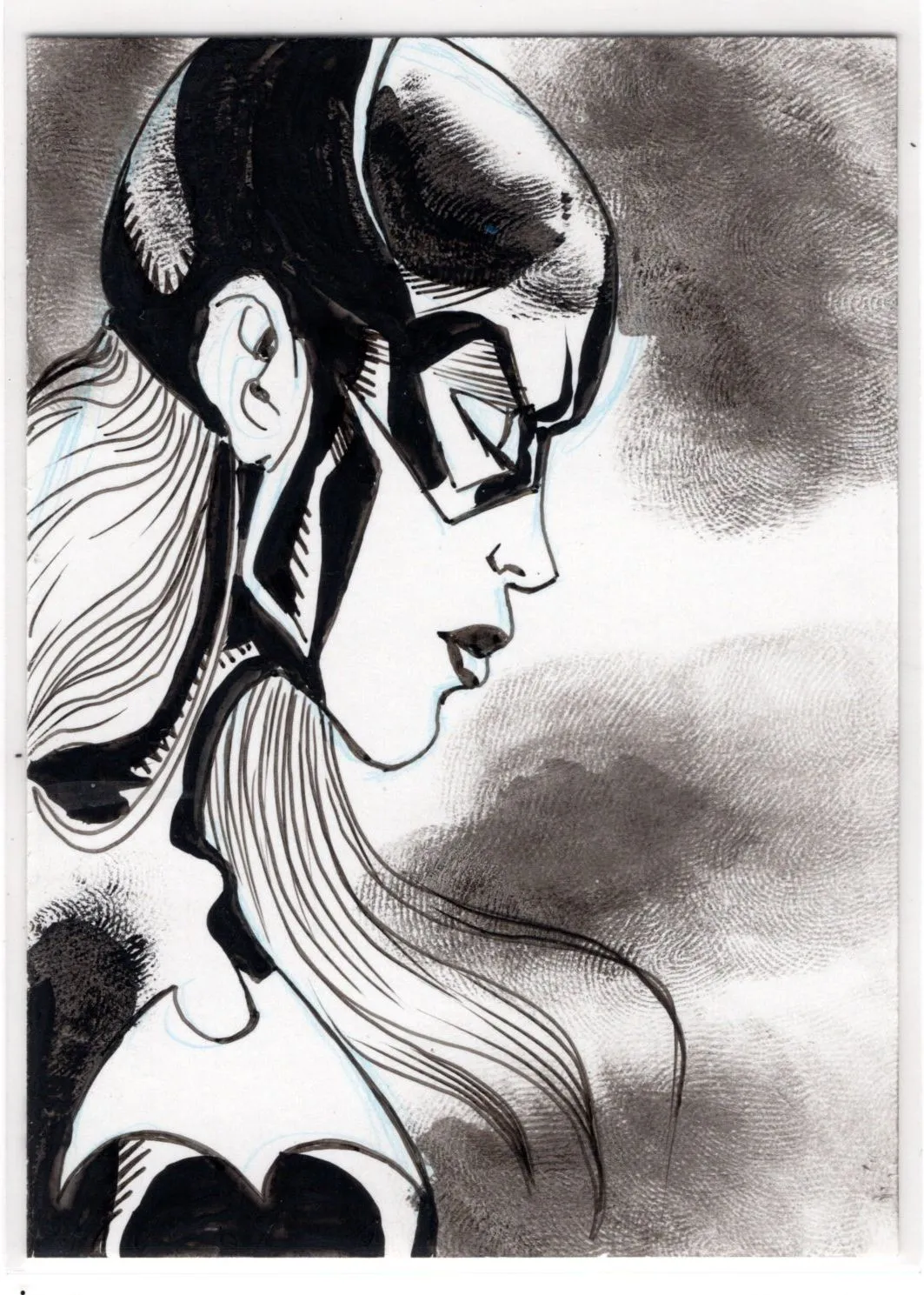 Product image for A. ORIGINAL b&w Art on Sketch Card! Batgirl