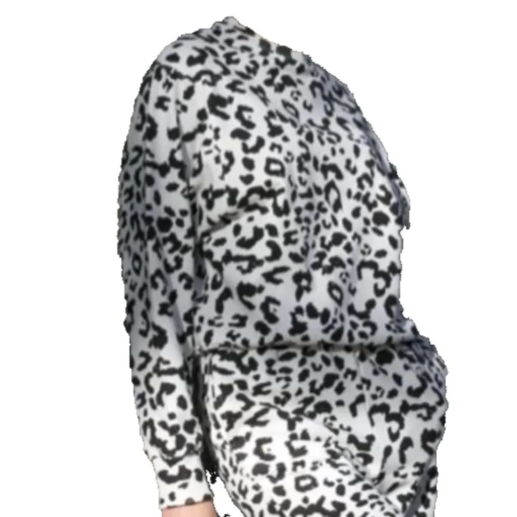 Product image for BRUNETTE THE LABEL Snow Leopard Best Friend Sweatshirt - Black & Cream Size M/L