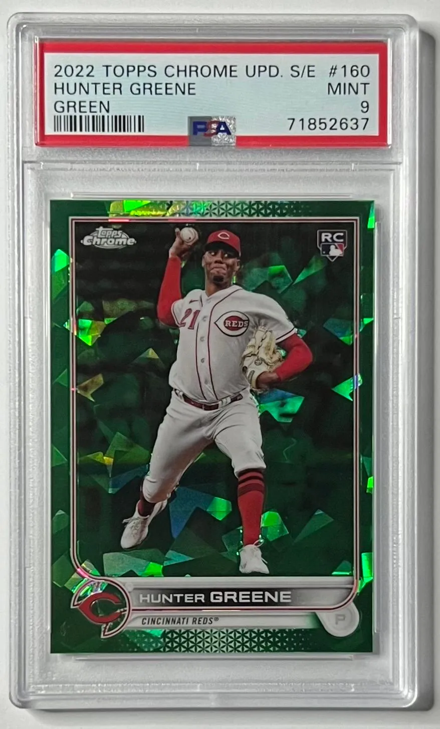 Product image for Hunter Greene 2021 Topps Chrome Update Rookie Card /75 PSA 9