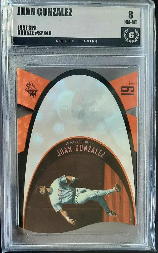 Product image for Juan Igor Gonzalez 1997 Upper Deck SPX #SPX49 Bronze Die Cut Golden Grading (GG) 8 NM-MT