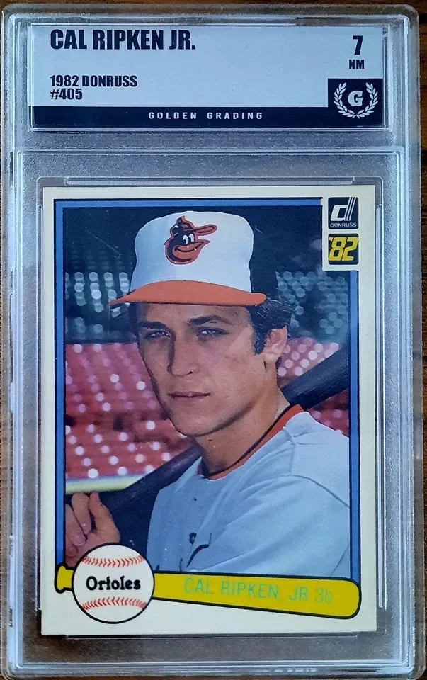Product image for Cal Ripken Jr 1982 Donruss #405 Rookie Card RC HOF Golden Grading (GG) 7 NM
