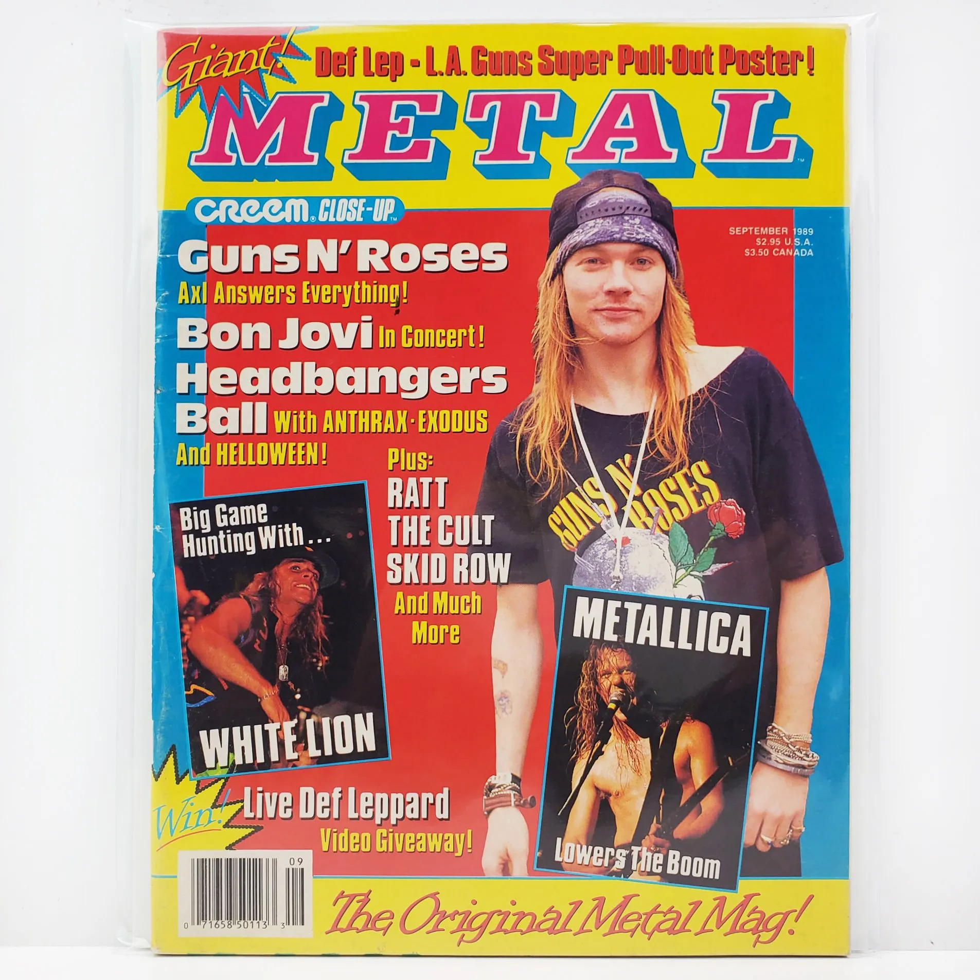 Product image for Creem Metal Magazine Metallica KISS Guns n Roses, Def Leppard Poster Sept. 1989