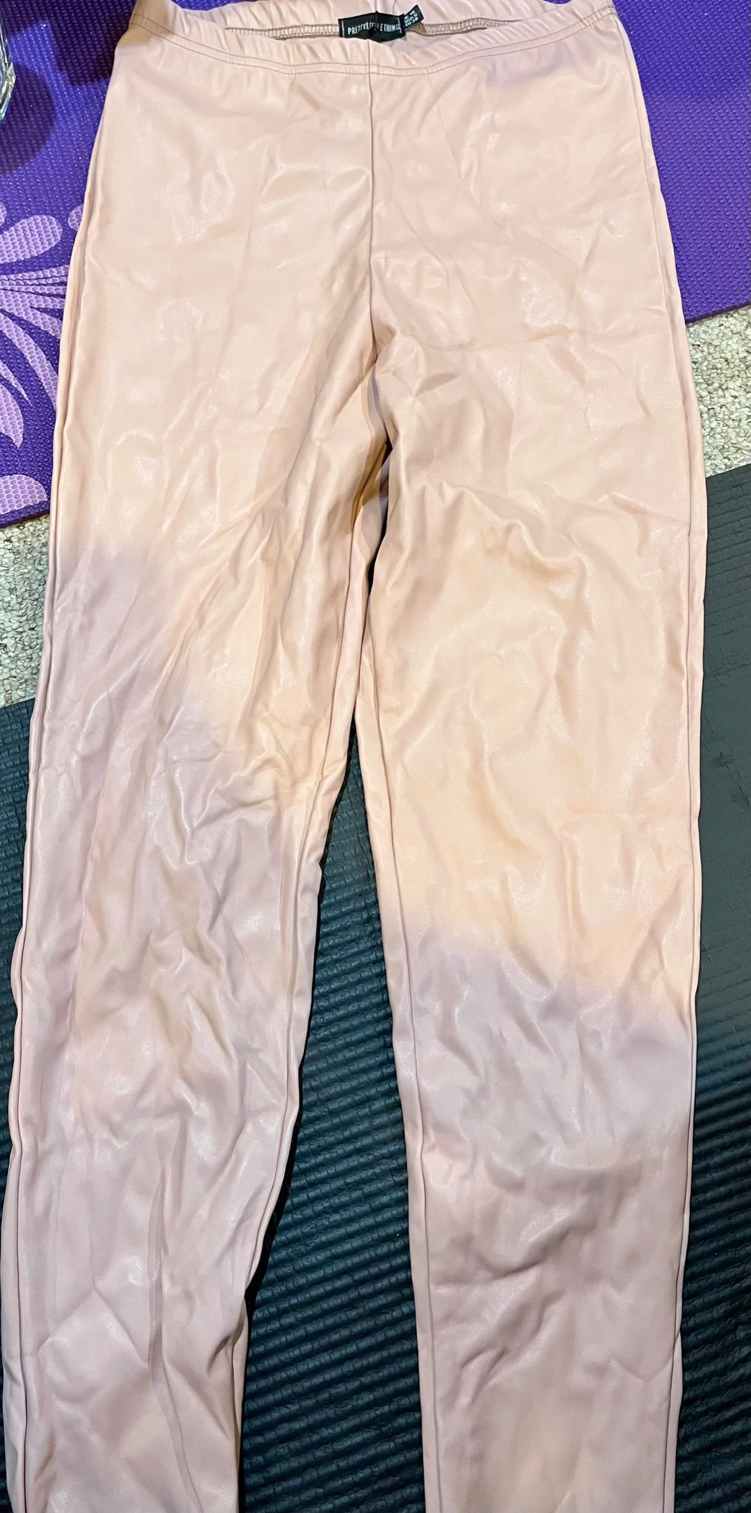 Product image for Pretty Little Thing Pink Basic Faux Leather High Waist Leggings Pants Size 10