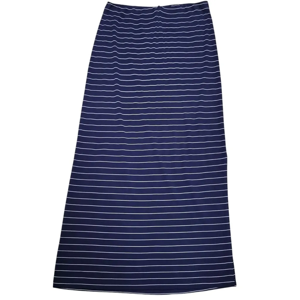 Product image for Lauren Ralph Lauren Slit Maxi Stripe Skirt Size XL Navy White Stripes. Waist 33"