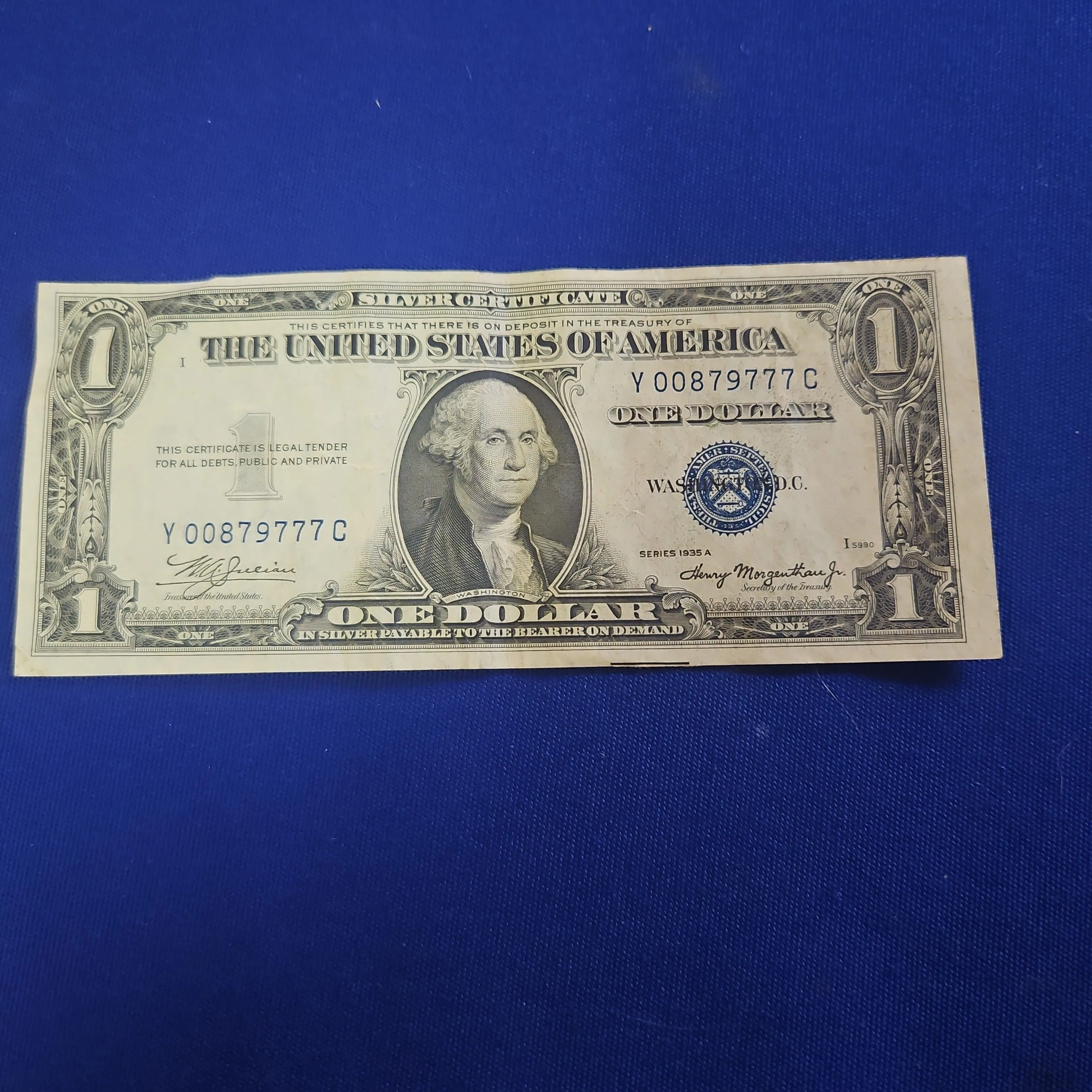 Product image for 1935 silver certificate miscut 