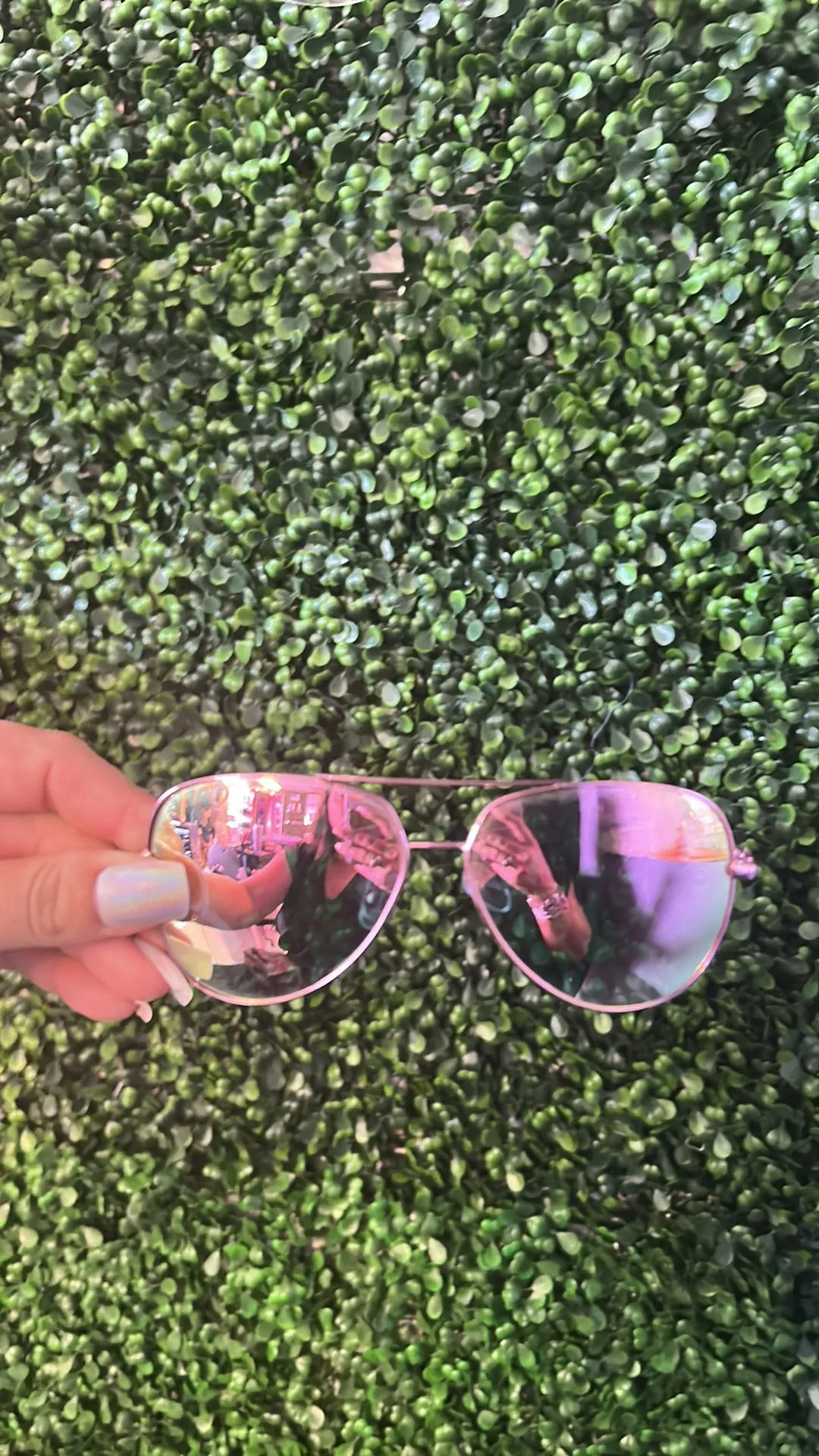 Product image for Pink Aviator sunglasses with peach colored ear backing