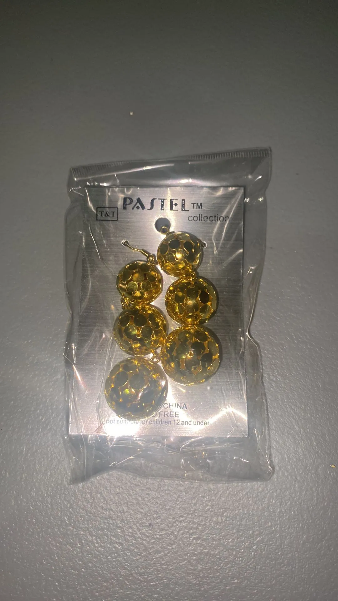 Product image for Gold disco ball drop earrings #12