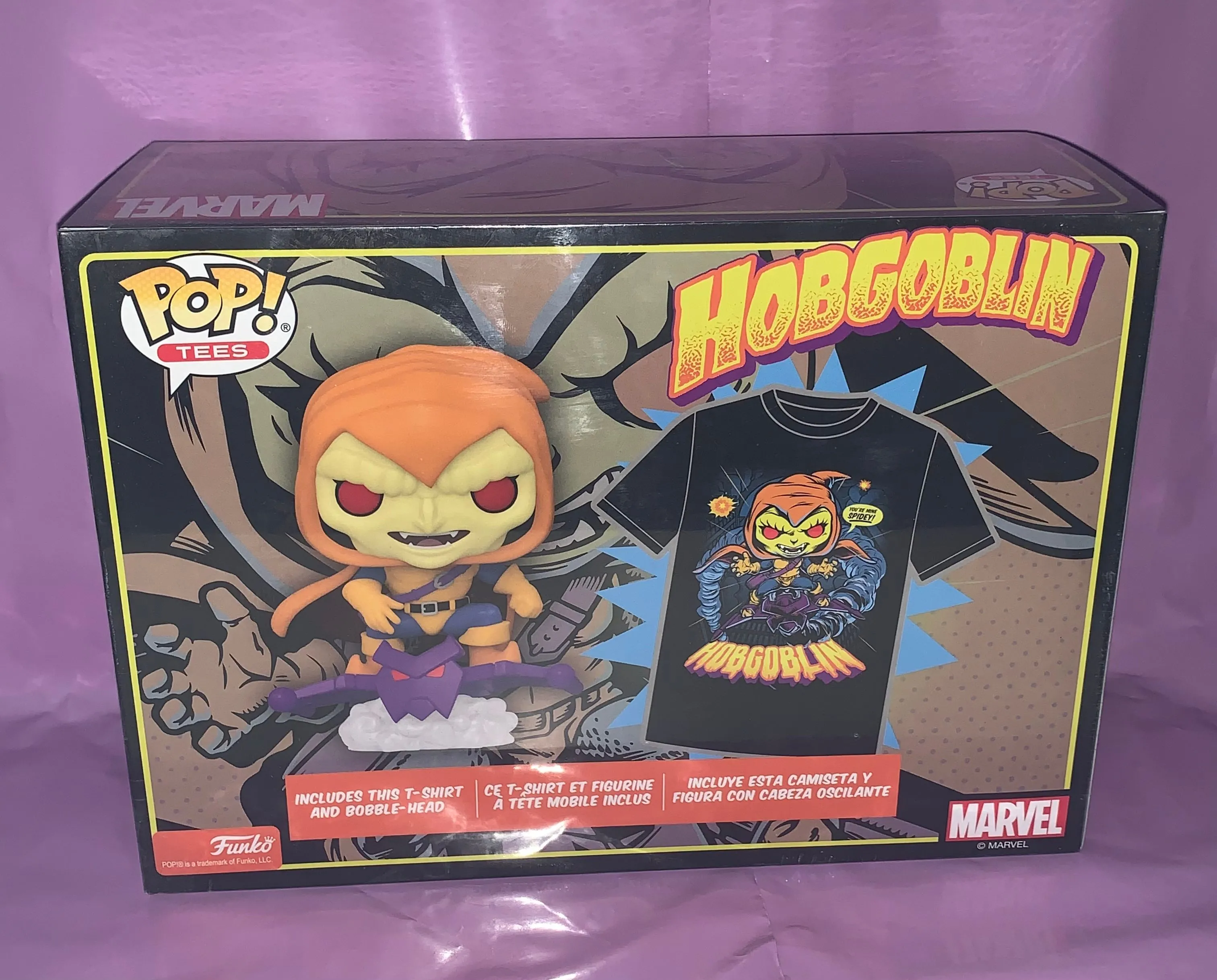 Product image for Funko Pop Tee Bundle Marvel Hobgoblin Glow Shirt Exclusive Spider-man Size Large