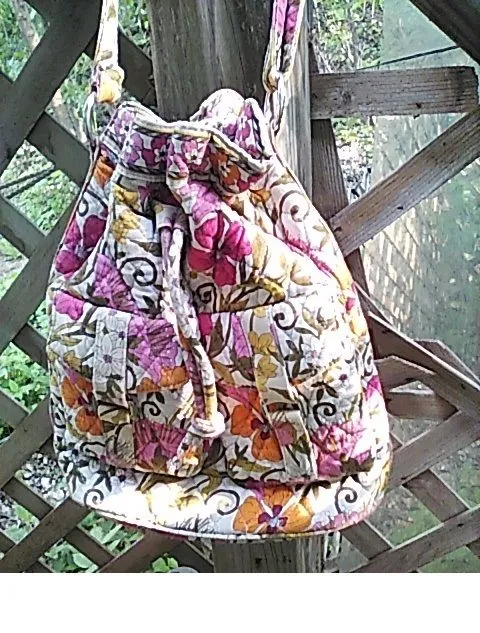 Product image for Vera Bradley Bucket Bag Cross body Quilted Pink Floral Needs to be Washed Again