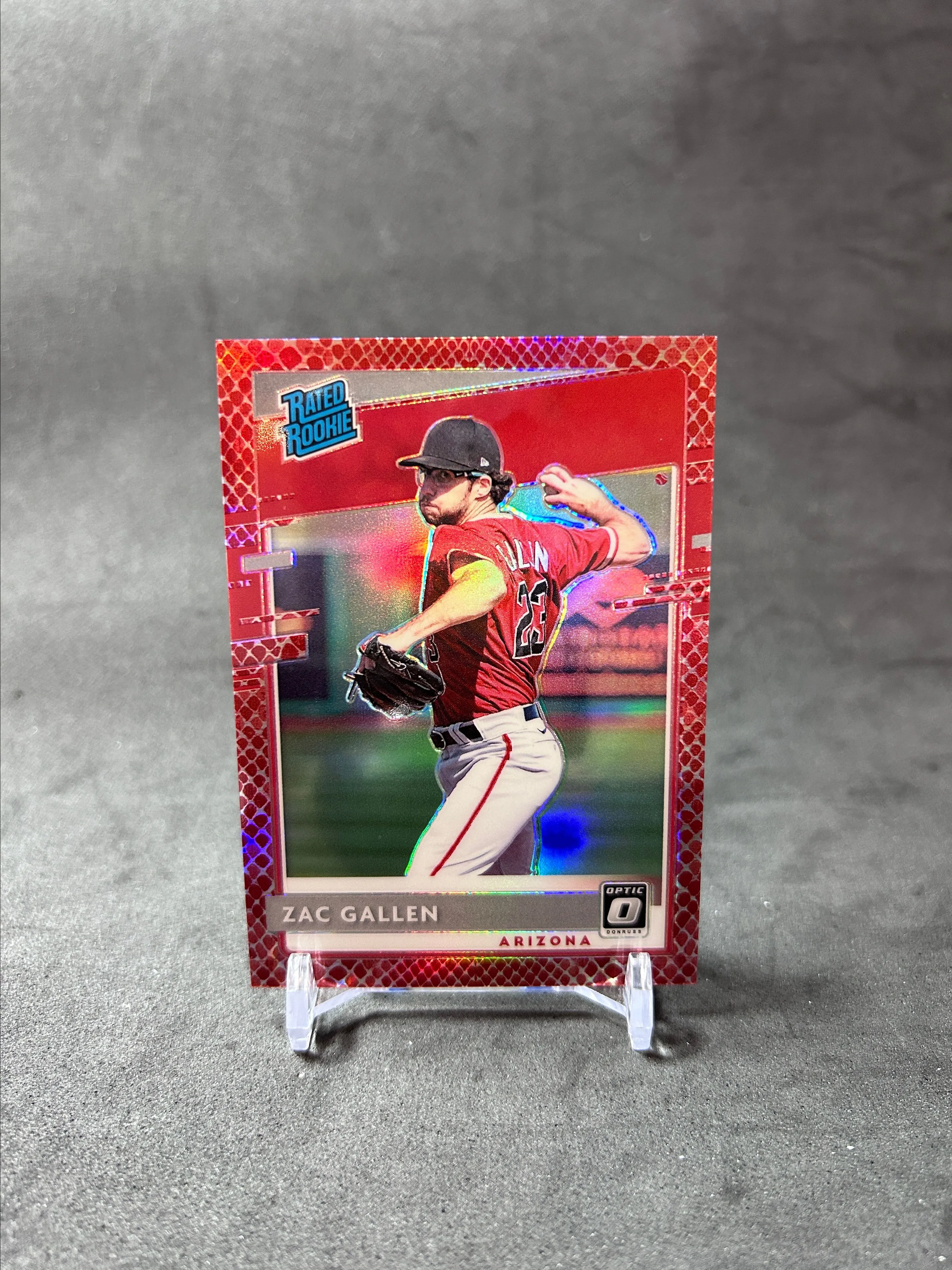 Product image for Zac Gallen 2020 Panini Optic Red Snake Skin prizm #15/88 Rate-Rookie D'Backs N.N.