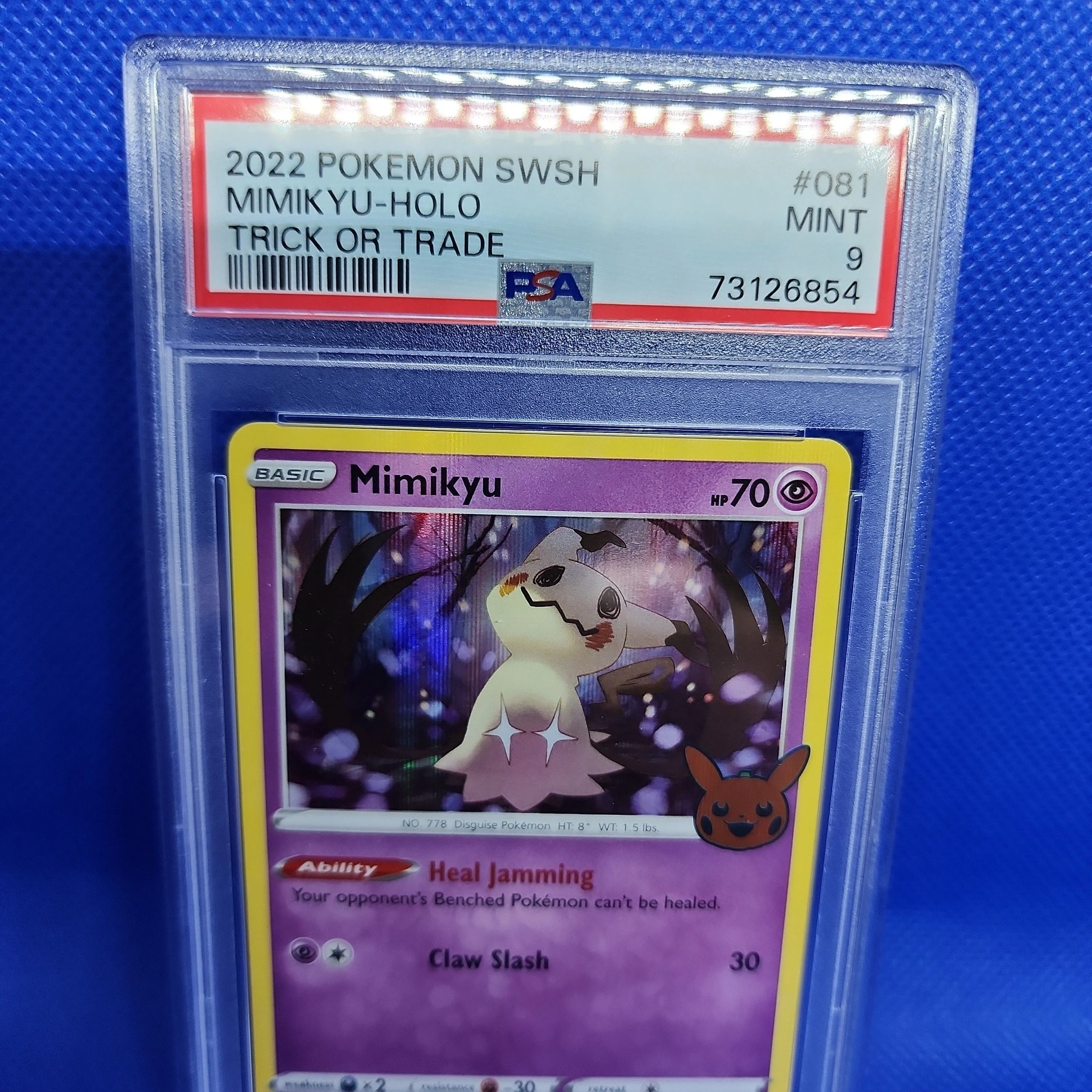 Product image for 2020 Pokemon Sword & Shield Darkness Ablaze Mimikyu-Holo Trick Or Trade PSA MINT 9